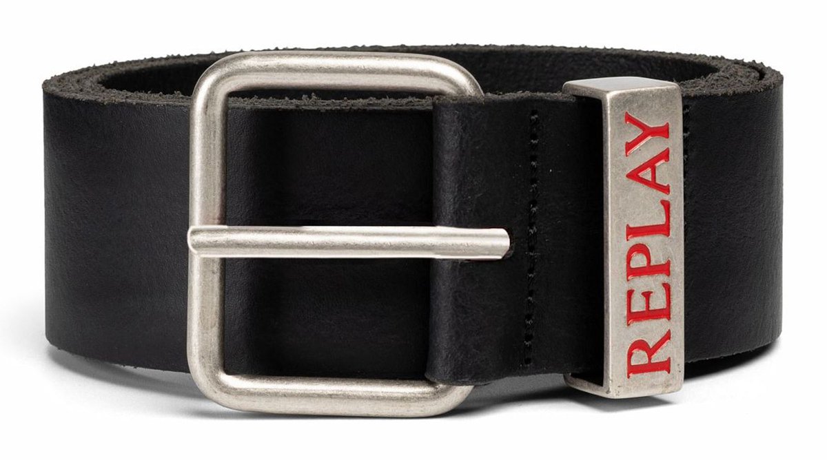 REPLAY Leren riem Leather Belt W105 Black zwart