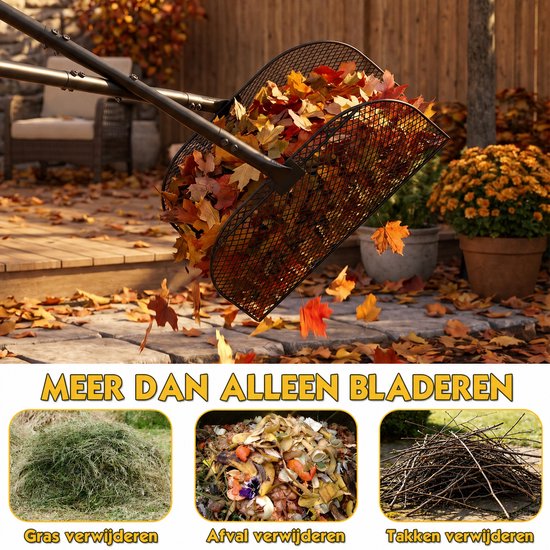 Arvioo‑bladhark‑105cm‑ijzer‑tuingereedschap‑voor‑bladeren‑en‑gras — afbeelding 4