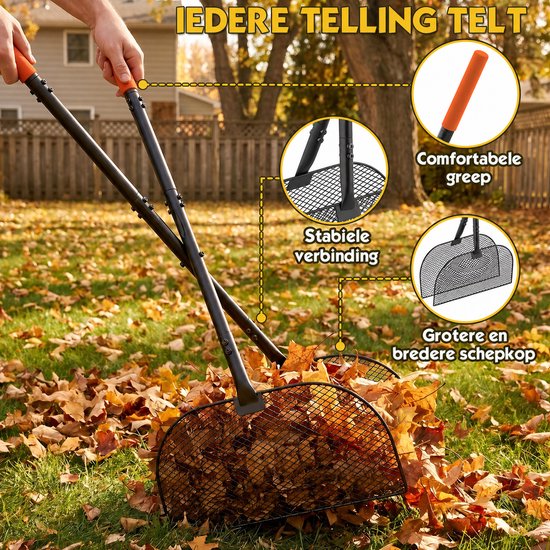 Arvioo‑bladhark‑105cm‑ijzer‑tuingereedschap‑voor‑bladeren‑en‑gras — afbeelding 5