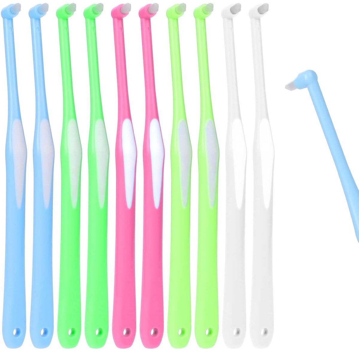 10 stuks - Compacte tandenborstel - Professionele tandenborstel - Zacht - Geschikt voor orthodontie, tandbehuizing, fijne reiniging - Single cluster long hair
