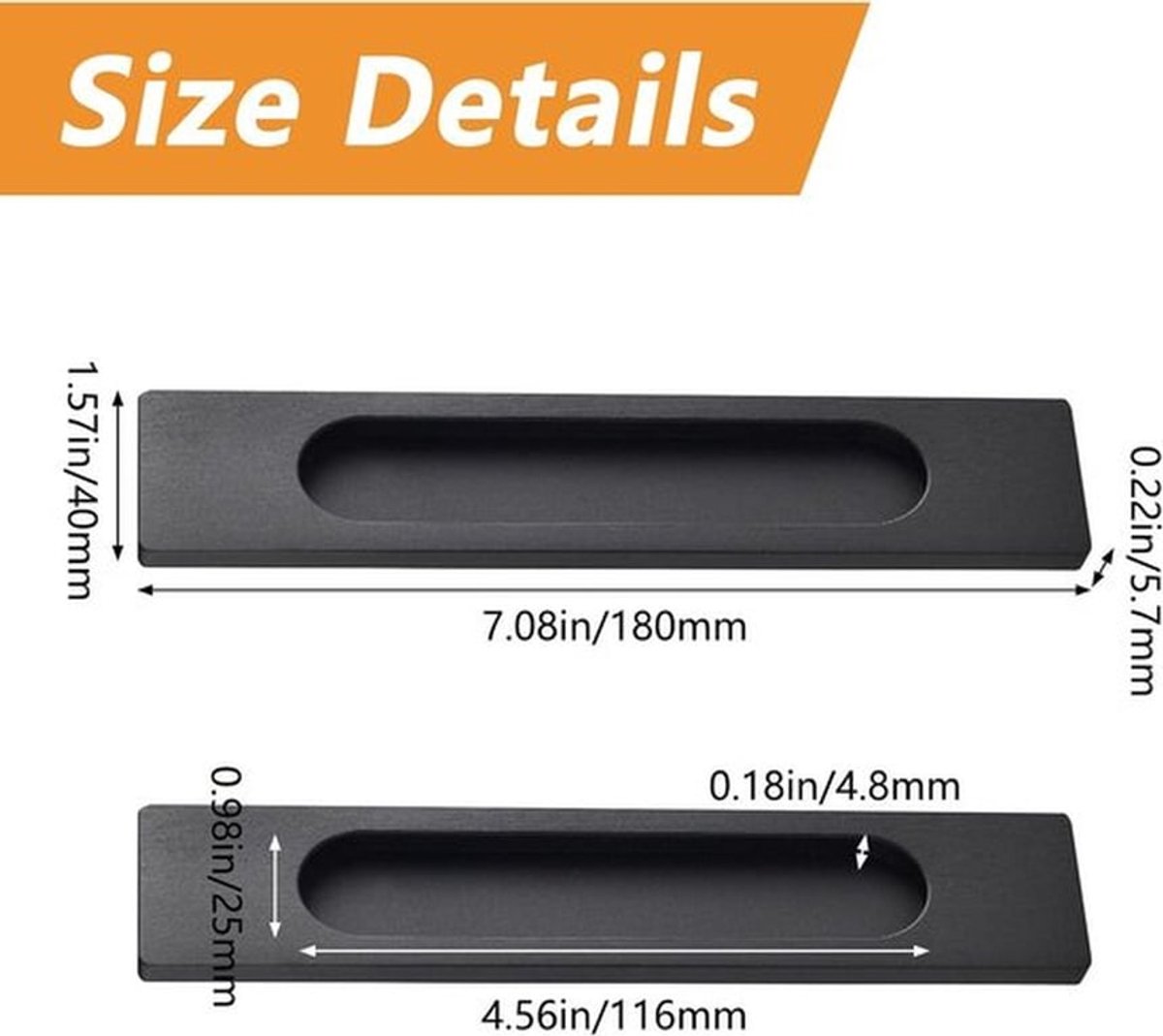Schuifdeur handvat - Deurkruk - Mat Zwart - Trekken - Vierkant - Punch-free - Geschikt voor Schuifdeuren - Aluminiumlegering Pair van schuifdeurhandvatten voor deuropeningen en kasten (Mat Zwart)