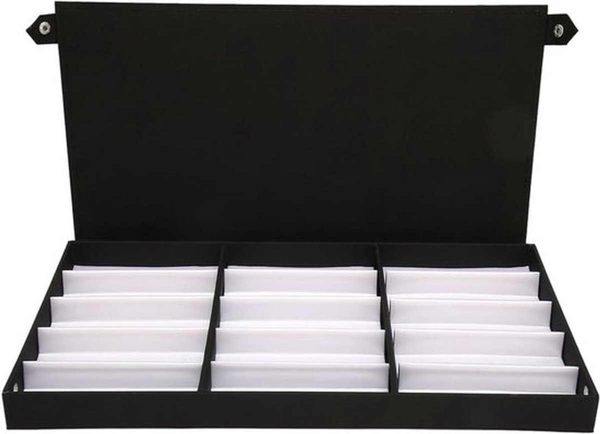 -Zonnebrillenorganizer - Brillenopberger - Meerdere opbergvakken - Zwart - Stoffen voering - Voor zonnebrillen - Dames en heren - Modern design - Brillenopslag - Geschikt voor wandmontage.