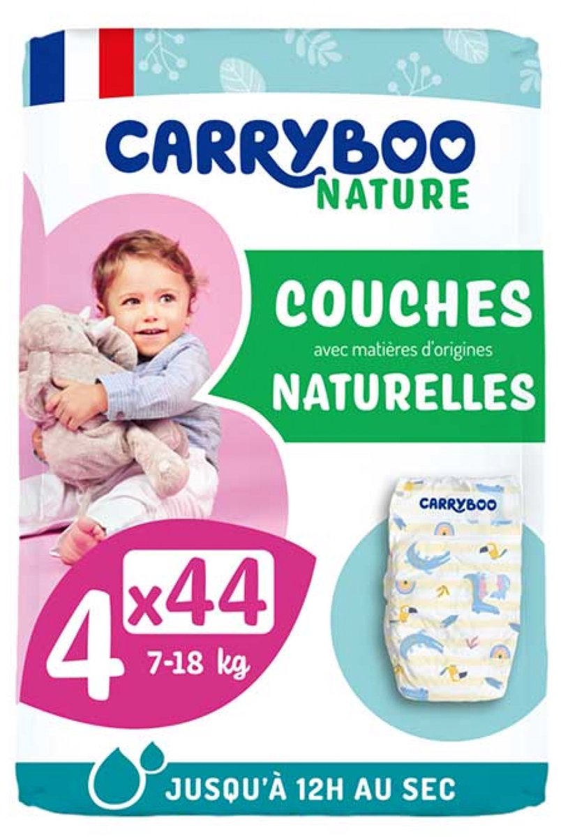 Carryboo Nature Natuurlijke Luiers met Motief 44 Luiers Maat 4 (7-18 kg)