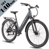 Maxtron Lira Elektrische Fiets - Actieradius tot 140 km - 720Wh Accu met Grote Capaciteit - 28 x 2.0 Inch Banden - Hydraulische Schijfremmen - Shimano 7 Versnellingen - 250W Motor - Met Achterlicht - Max. Belastbaar 120 kg - Grijs