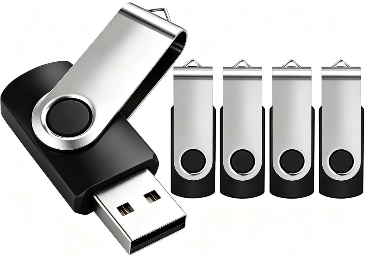 longziming - 5 Stuks USB Stick 32GB – USB 2.0 Geheugenstick – USB Flashdrive – Draaibare Kap – Zwart – Voor PC en Laptop