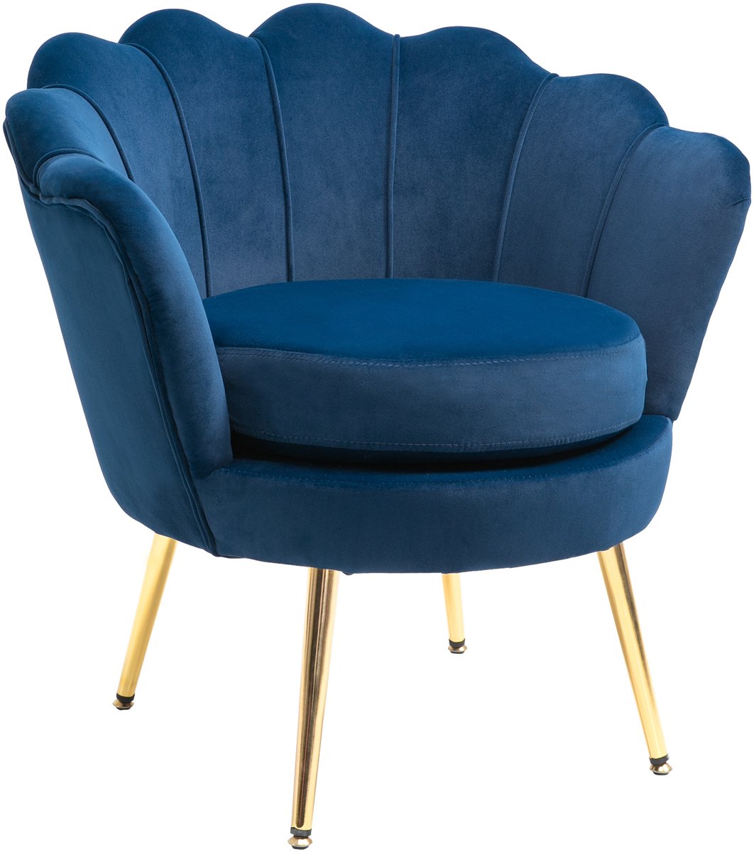 HOMCOM Clubstoel - Fluweel (100% polyester) - 76x67x74cm - Blauw
