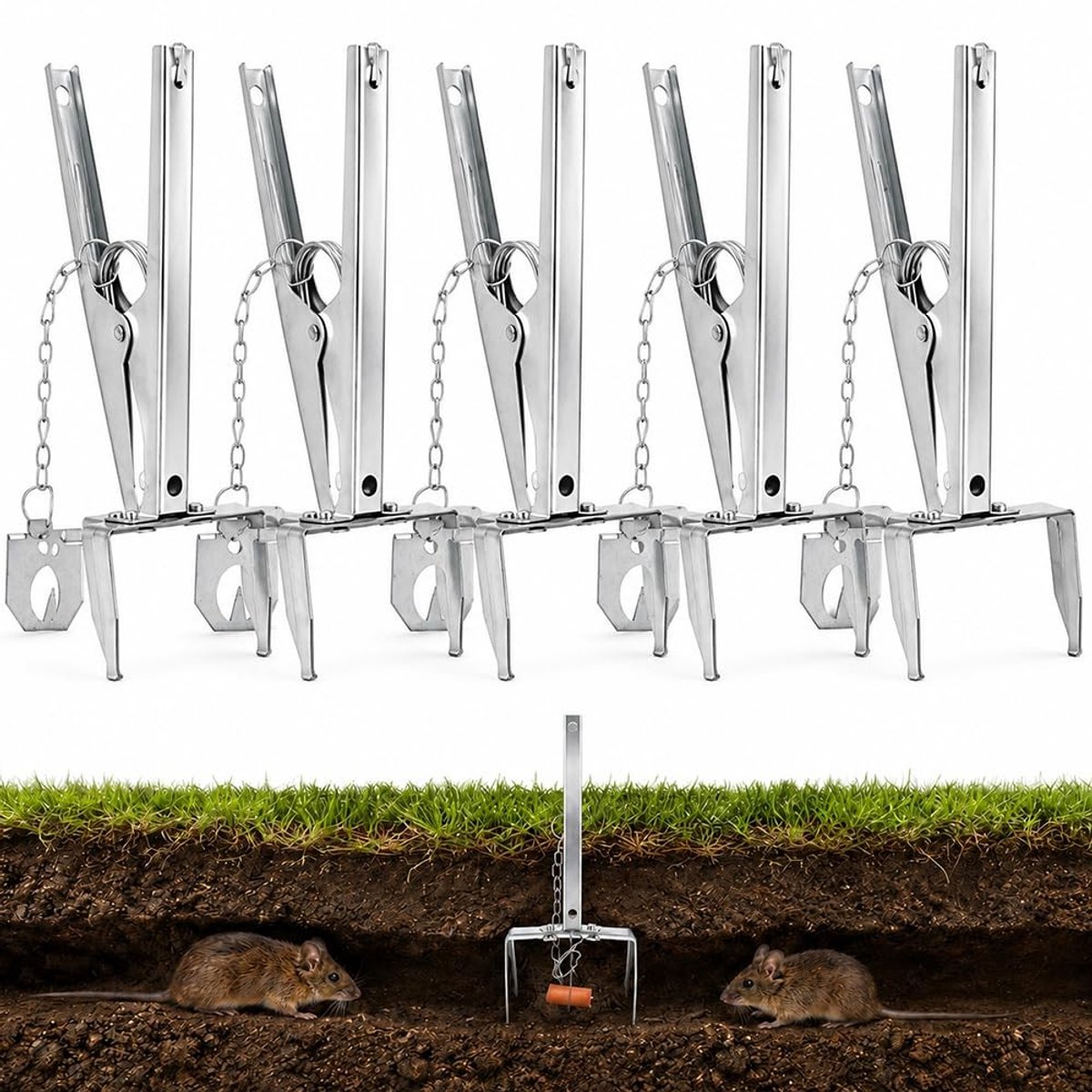 Solidchoice - 5 Stuks Herbruikbare Vole Traps met Ketting