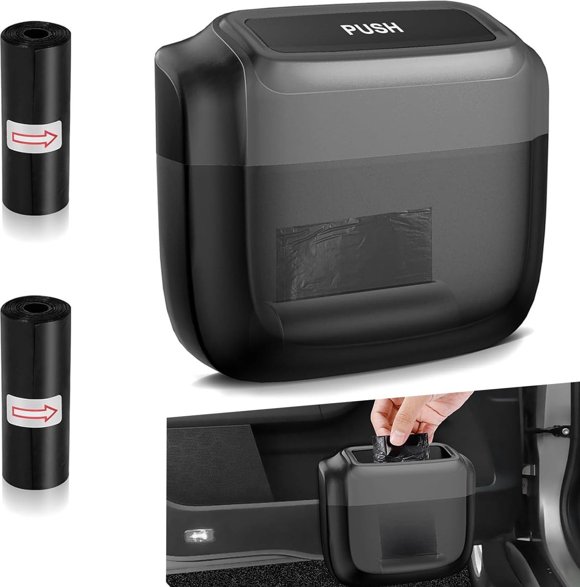 Solidchoice - Mini Prullenbak voor Auto met Deksel en Vuilniszakken