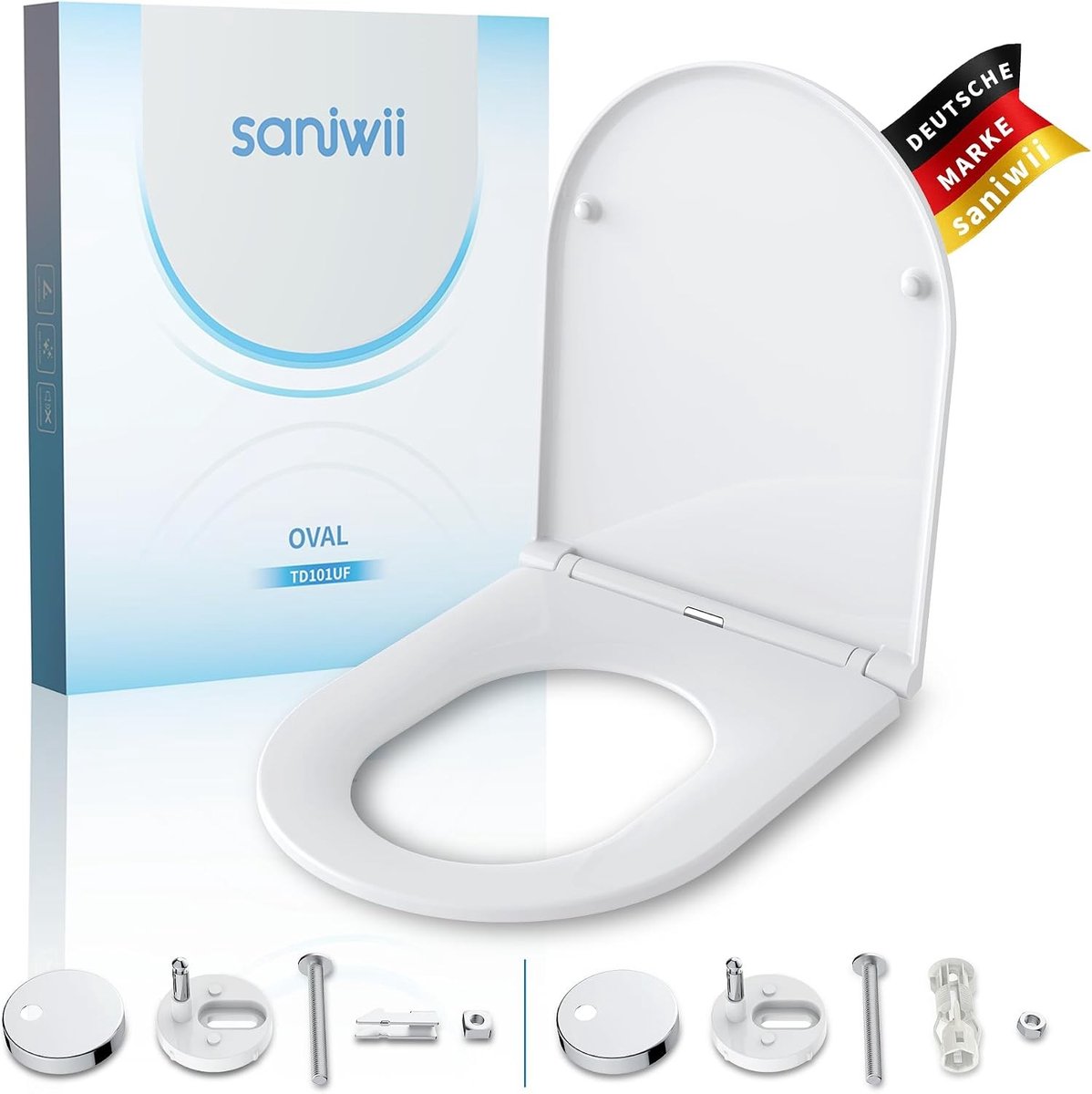 Wc-bril met softclose - Wit - D-vorm - Urea-duroplast Toiletbril met Quick-Release - Voor Universeel Gebruik