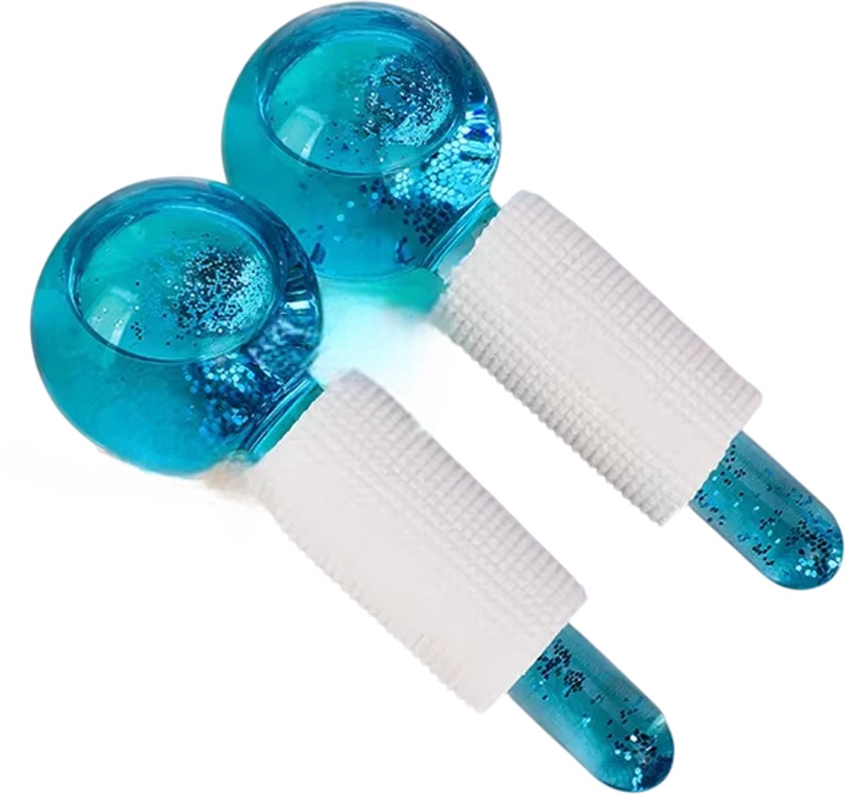 Gezichtsroller IJs – 2 Stuks Verkoelende IJsballen voor Gezicht en Ogen, IJsroller voor Gezichtsmassage, Huidverzorging en Beauty Routine - Blauw glitter