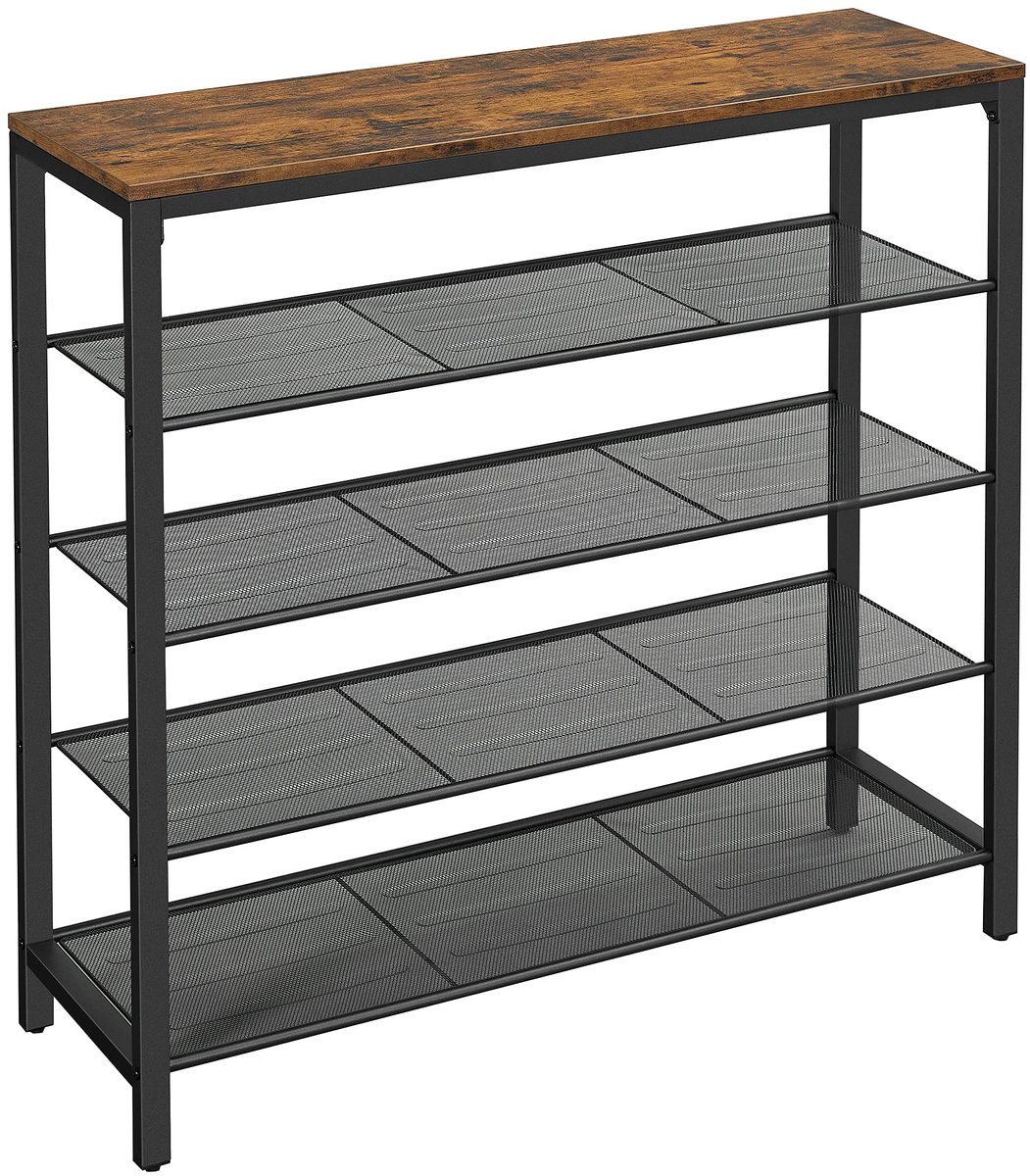 Famanu – Schoenenrek met 4 rasterniveaus, 100 x 30 x 92,5 cm, ideaal voor het organiseren van schoenen in de hal of slaapkamer