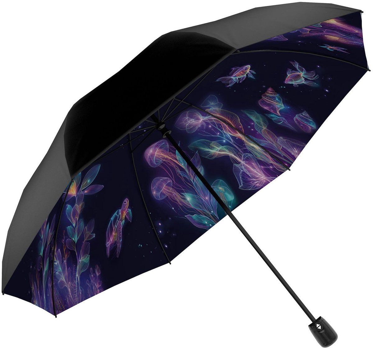 doppler paraplu Modern.Art Magic Printed Pattern Undersea zwart
