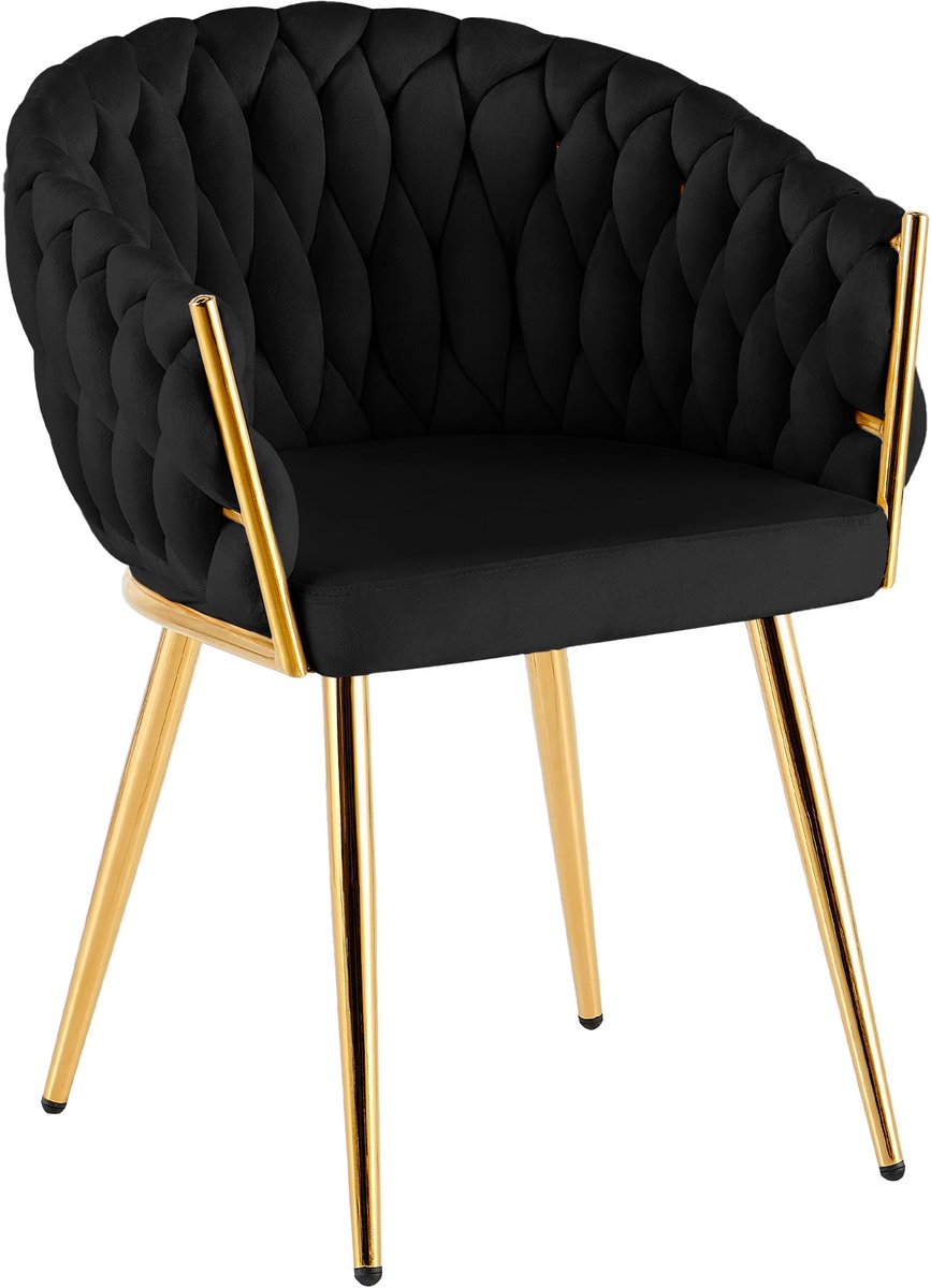 CLP Molise Eetkamerstoel - Goud frame - 150 kg - Velvet - Fluweel/zwart