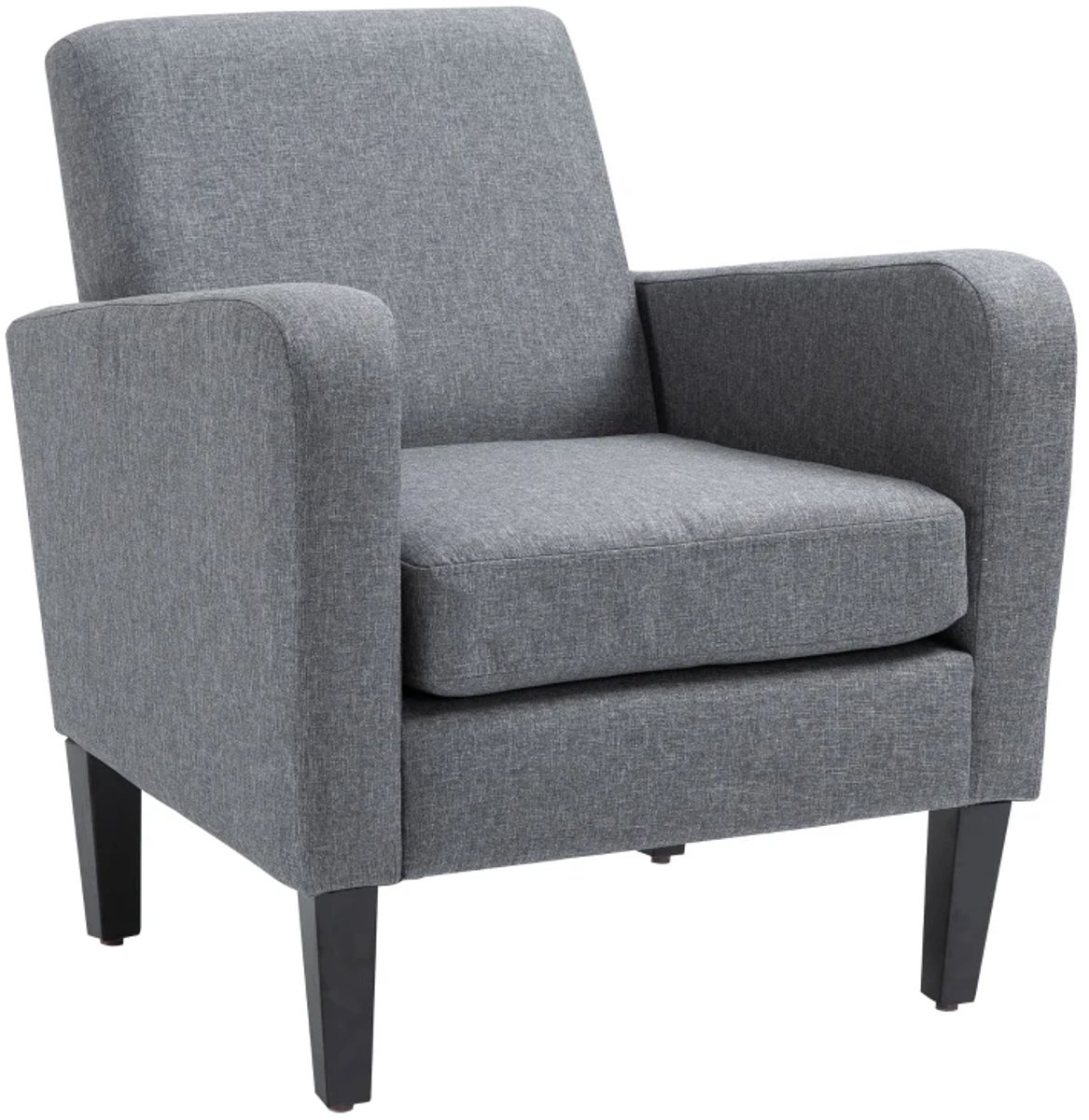 Fauteuil - Enkele Fauteuil - Relaxfauteuil - Gestoffeerd - Houten Poten - Linnenlook Stof - 66 x 72 x 74 cm - Lichtgrijs