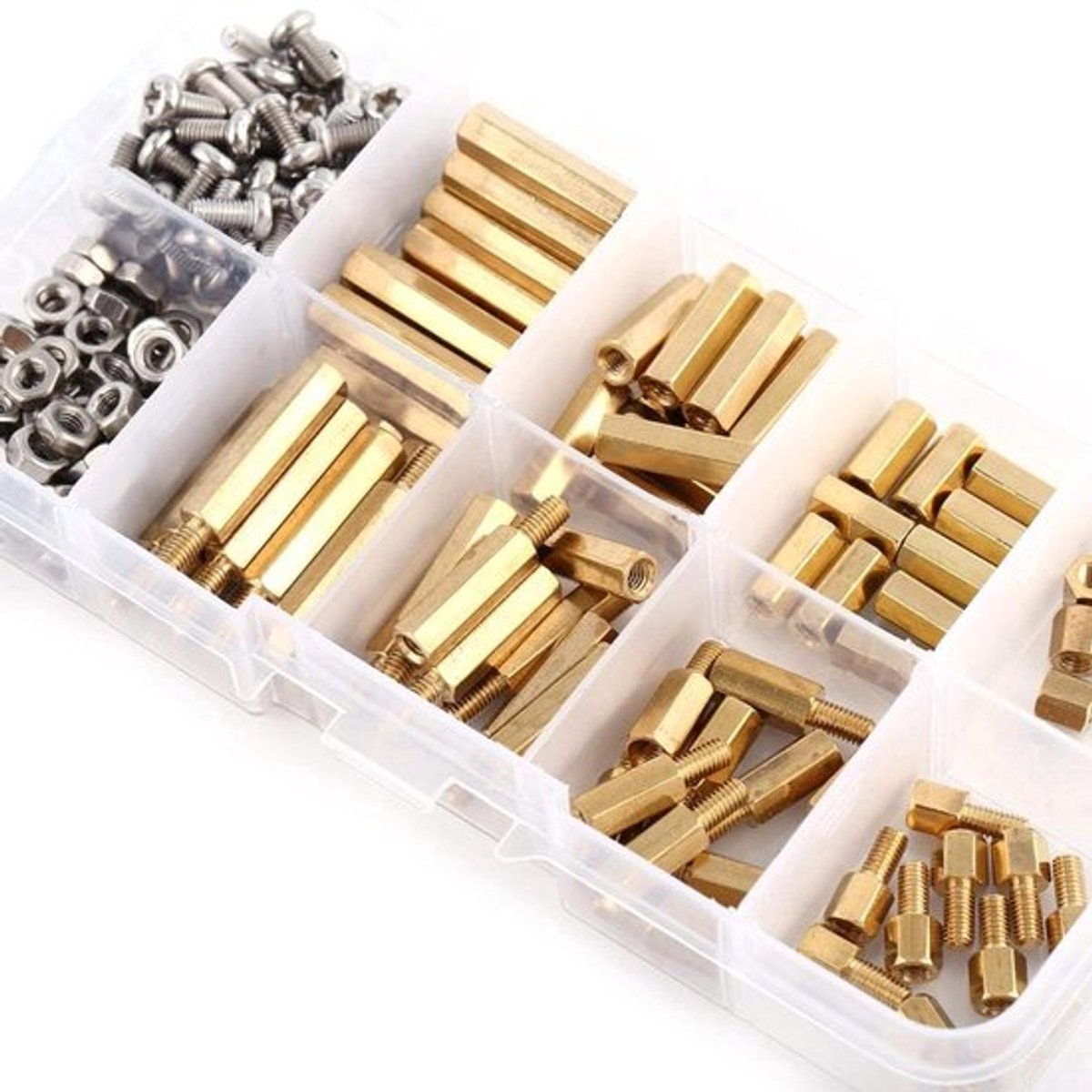 Schroefset PCB - Messing - M3 Format - Vrouwelijke Schroeven - 200 Stuks - Hex - Geschikt voor Printplaten - Goudkleurig Hex Spacer Schroef Moer, 200 stks M3 Messing Standoffs PCB Hex Mannelijke Vrouwelijke Schroefmoer Assortiment Set
