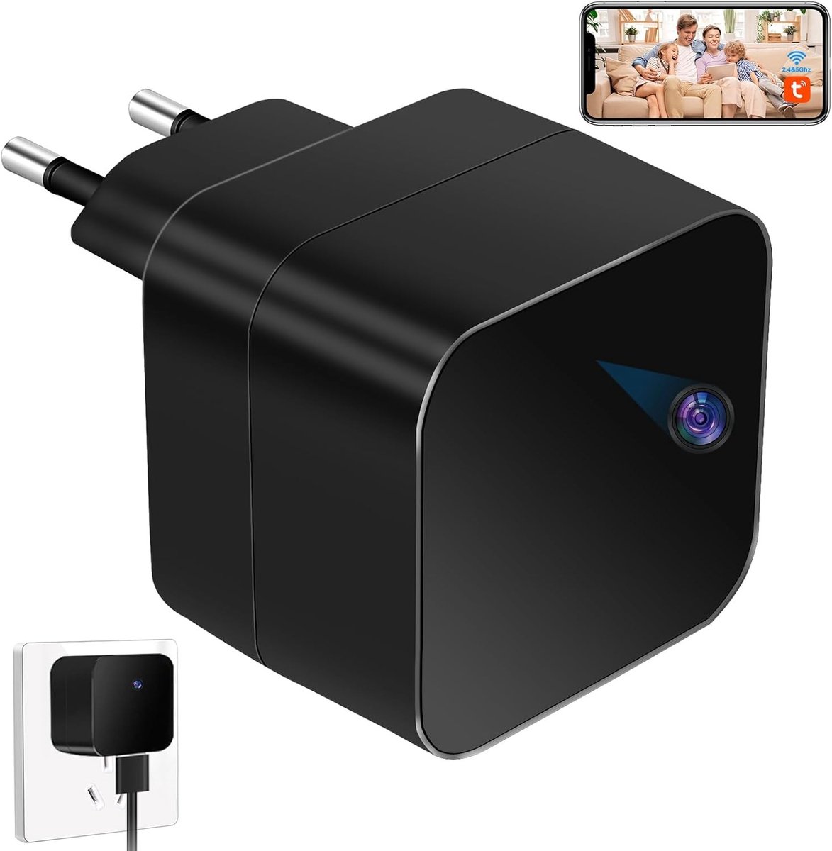 Verborgen camera - Wit - USB-oplader met Wifi en Bewegingsdetectie - Voor Thuis- en Kantoorbewaking