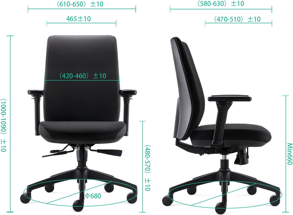 BENS 918-Ergo-4 Zwart - Luxe Ergonomische Bureaustoel - afbeelding 3