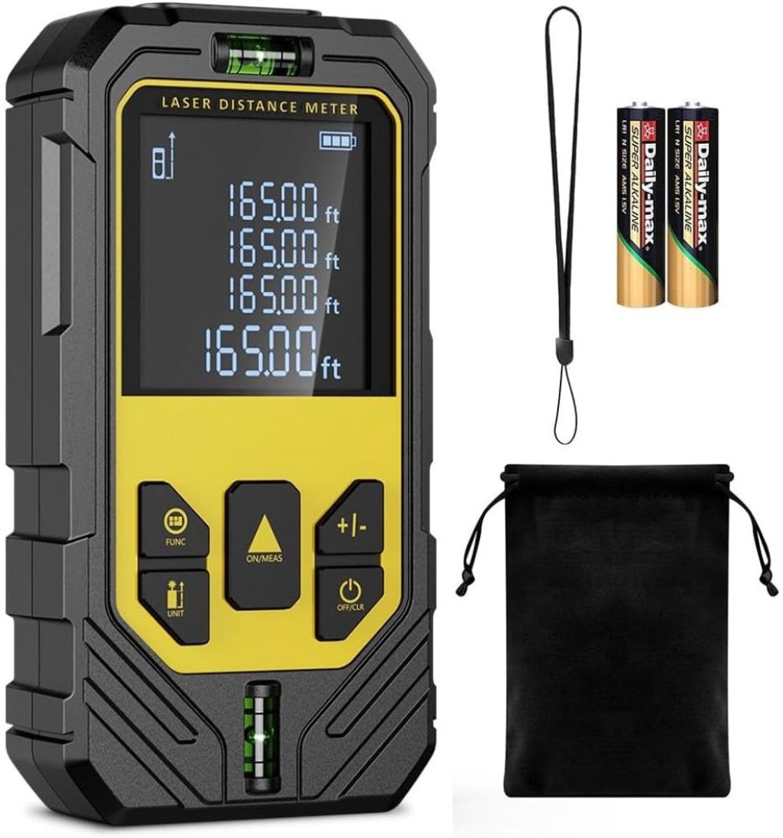 Zavio® Lasermeter - Lasermeter Afstandsmeter - Kruislijnmeter -Zwart met geel