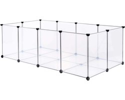 PIPIPOXER Kleine Dierenren - Transparante Ren-Huisdier ren - Moduleerbare Ren - 20 panelen - DIY behuizing - 145 x 74 x 47 cm - hek, kooi voor kleine dieren, cavia's, hamsters, konijntjes, huisdier ren - wit