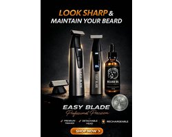 Barnie Cosmetics® Easy Blade Professionele Trimmer - Baardtrimmer & Bodygroomer - Draadloos & Oplaadbaar - Inclusief LCD-display - Luxe Baardolie