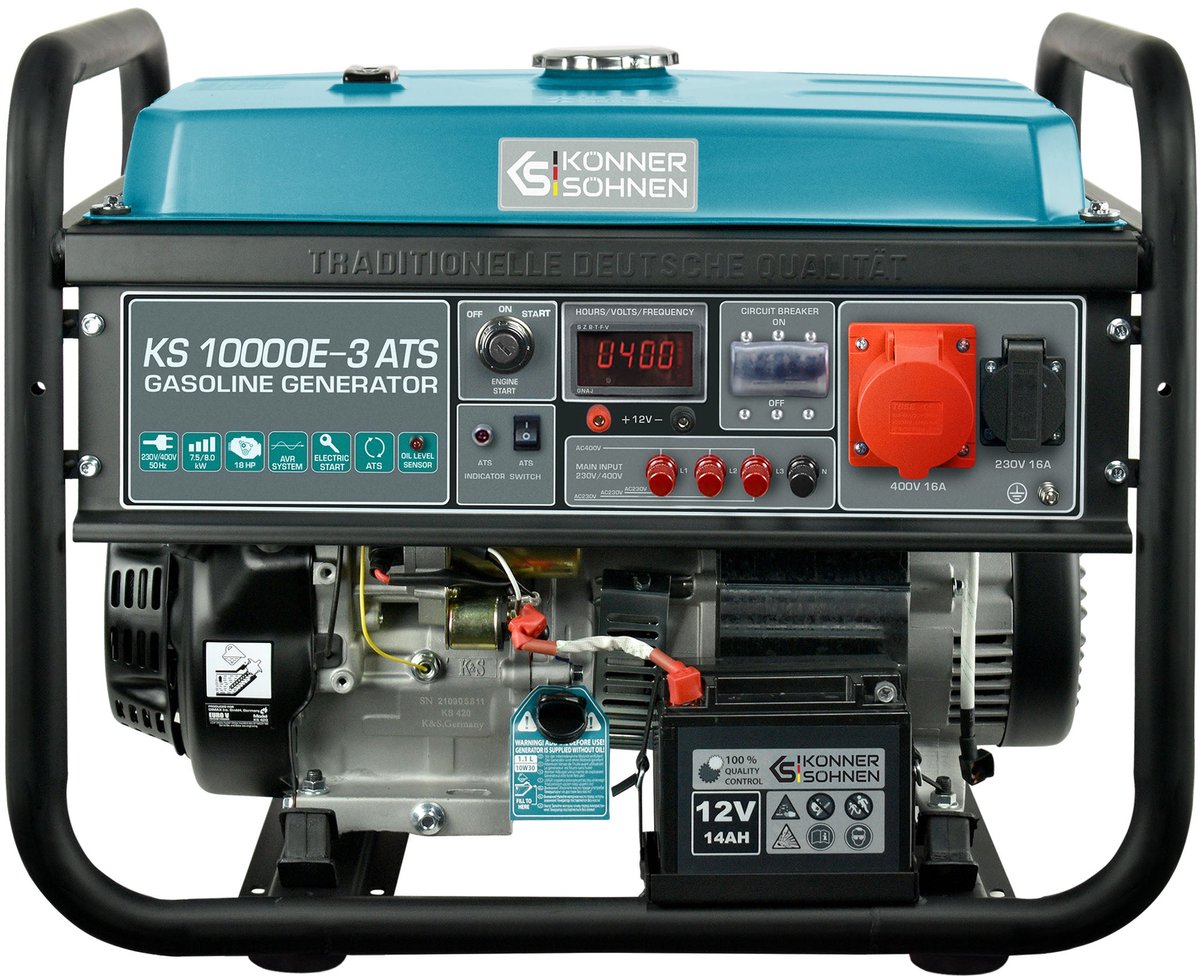 Benzinegenerator Könner & Söhnen KS 10000E-3 ATS - 8 kW - 400V met ingebouwde ATS