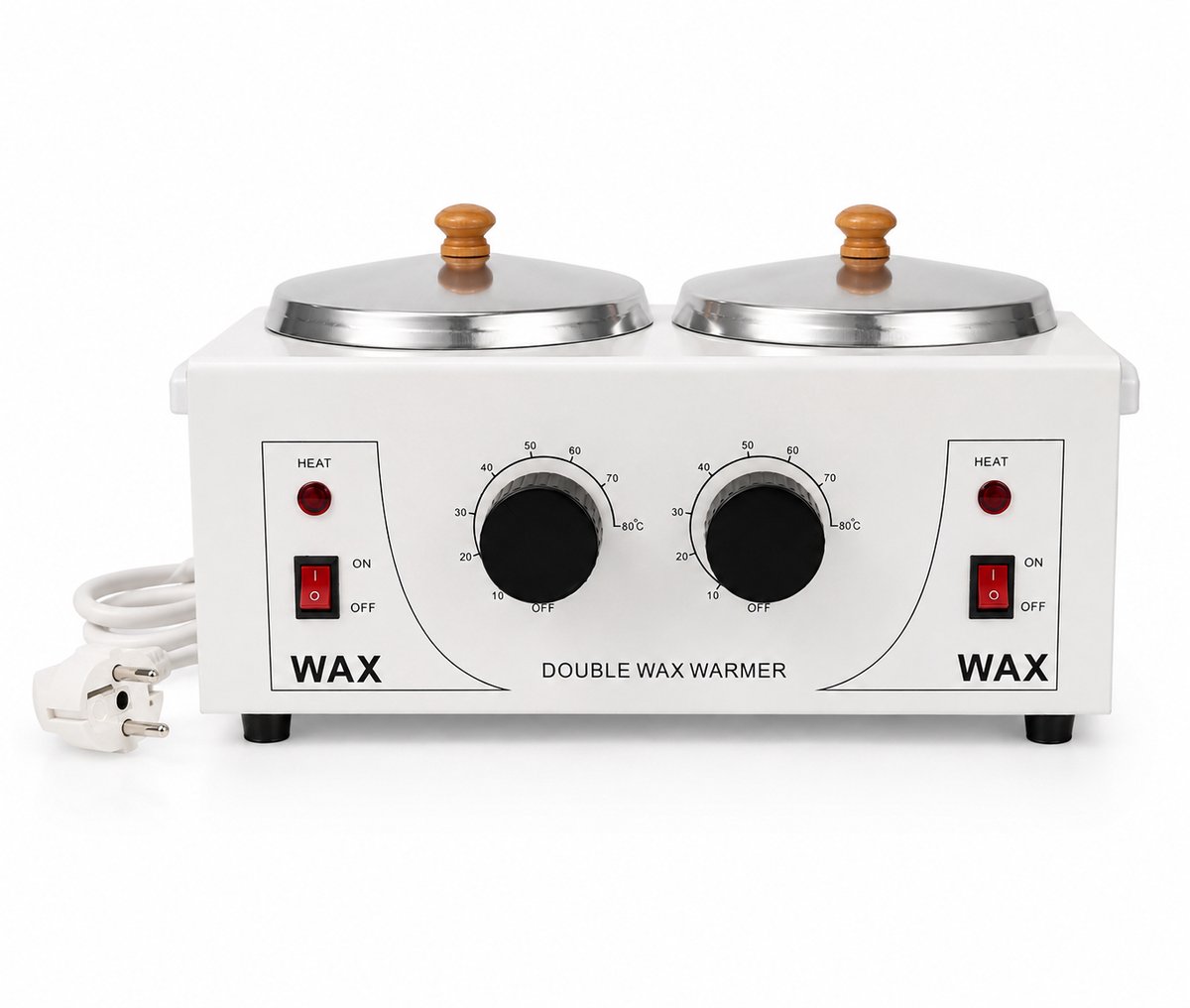 ZoeZo Dubbele Waxverwarmer 2 x 500 g - 1L - Wax Heater - Wax apparaat - Instelbaar 10-80 °C - Oververhittingsbeveiliging - Wit