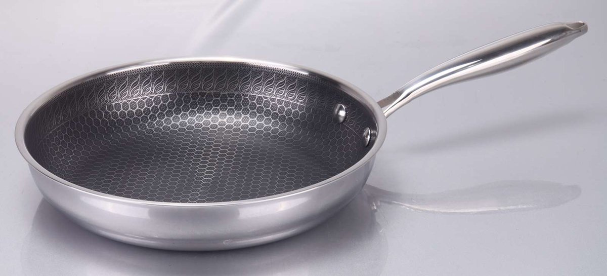 Maxime Braadpan koekenpan inox met anti kleeflaag honingraad coating zonder PFAS teflon 28x5cm