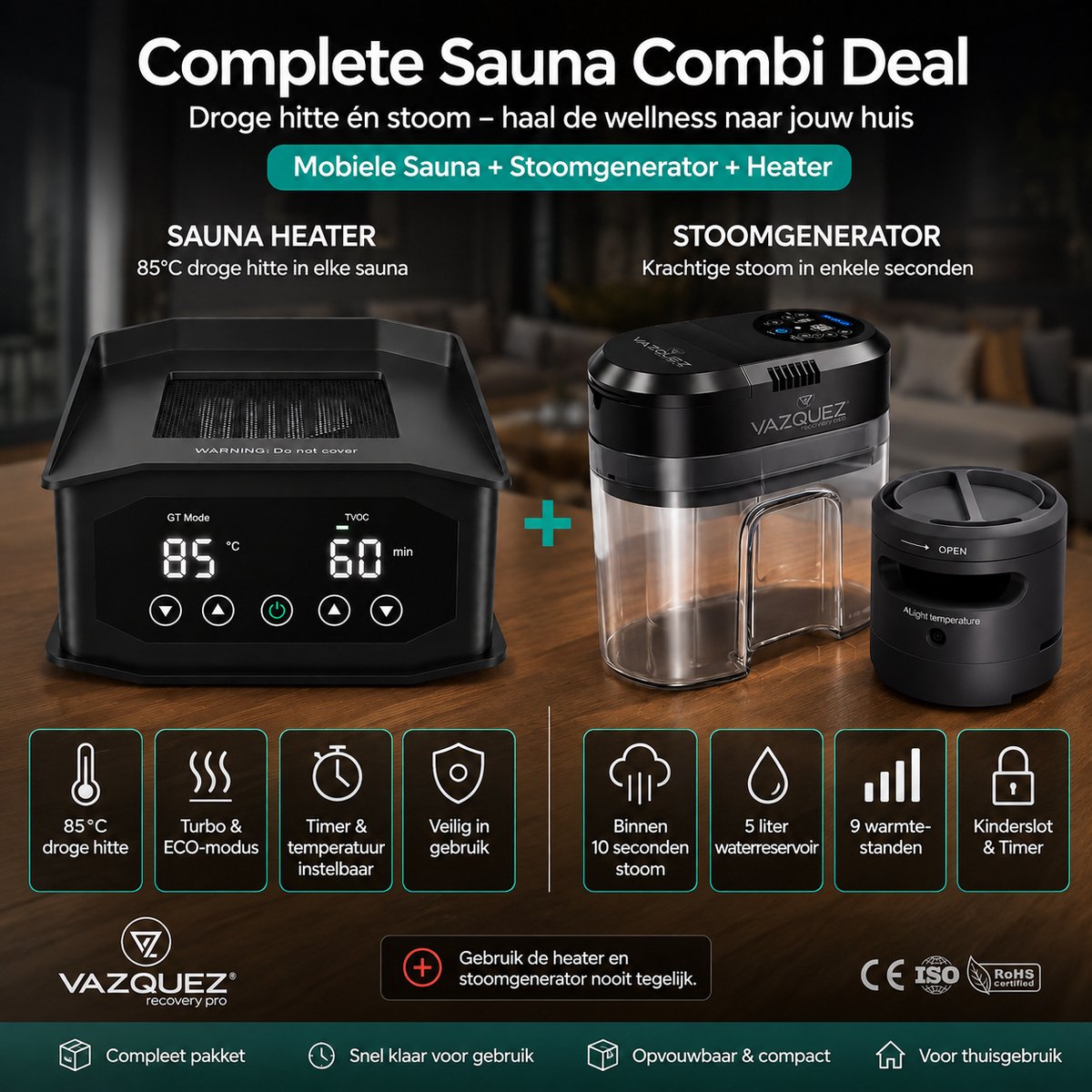 Vazquez Supplements Draagbare Sauna voor Thuis - Stoom Sauna thumbnail 3