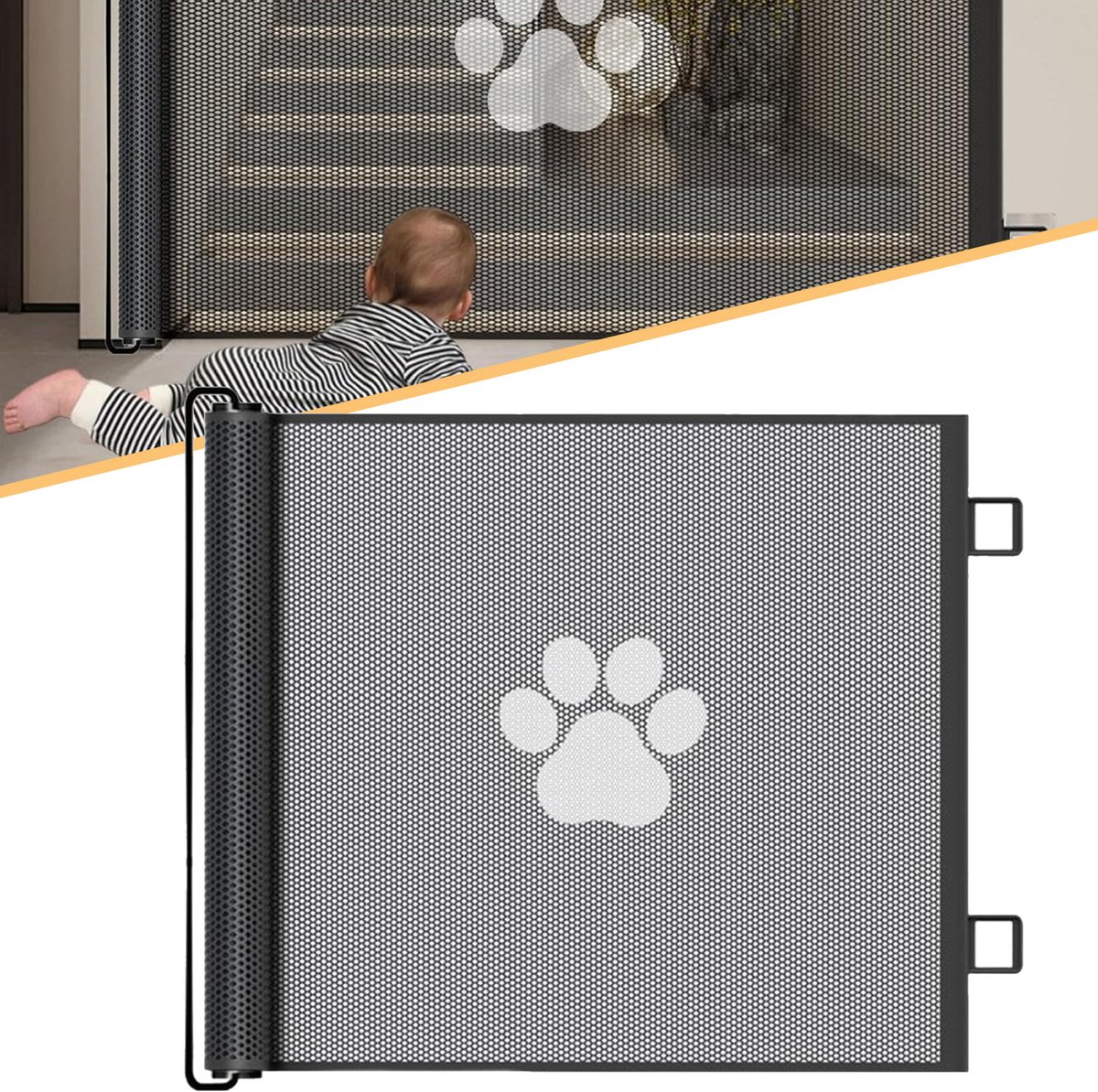 Uitschuifbaar Babyhekje - Traphekje Voor Baby's En Huisdieren - Babyveiligheidshekje Van Gaas - Hondenpoort Zonder Boren