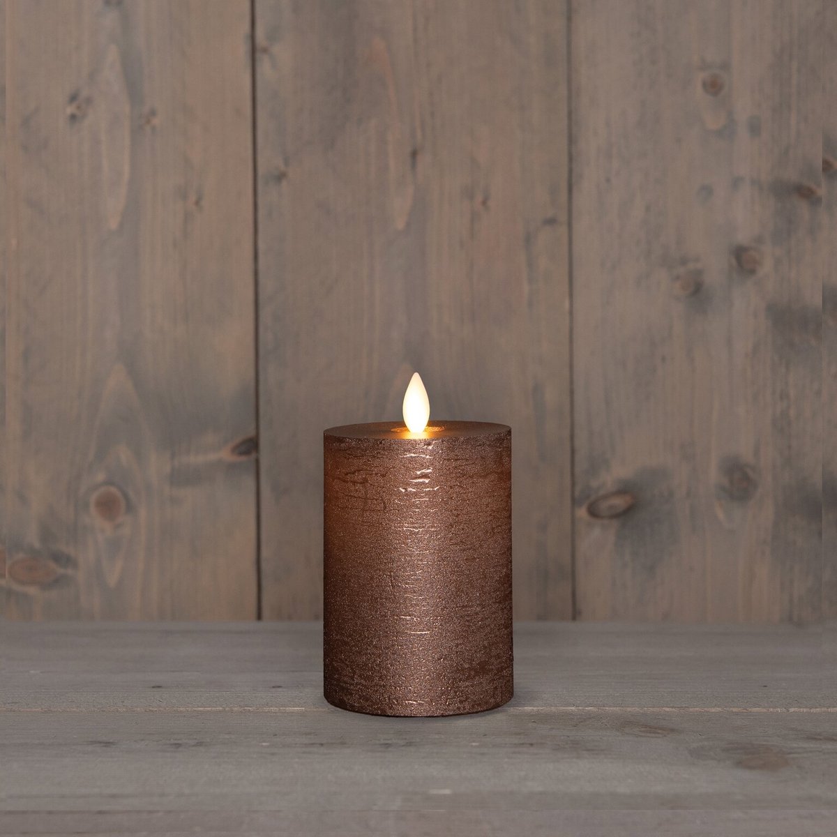 Annas collection - Stompkaars rustiek wax bewegende vlam 10x7,5 cm...