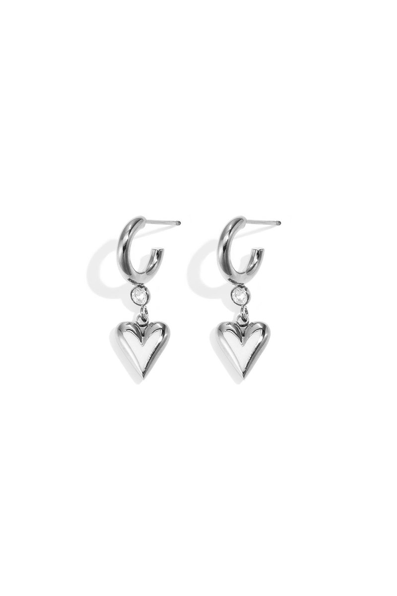 Lila - Hartjes Oorbellen - Zirkonia - Stainless Steel - - Goud