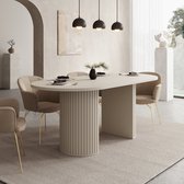 Meubella - Windel - Eetkamertafel ovaal - Beige - 185x90x75 cm
