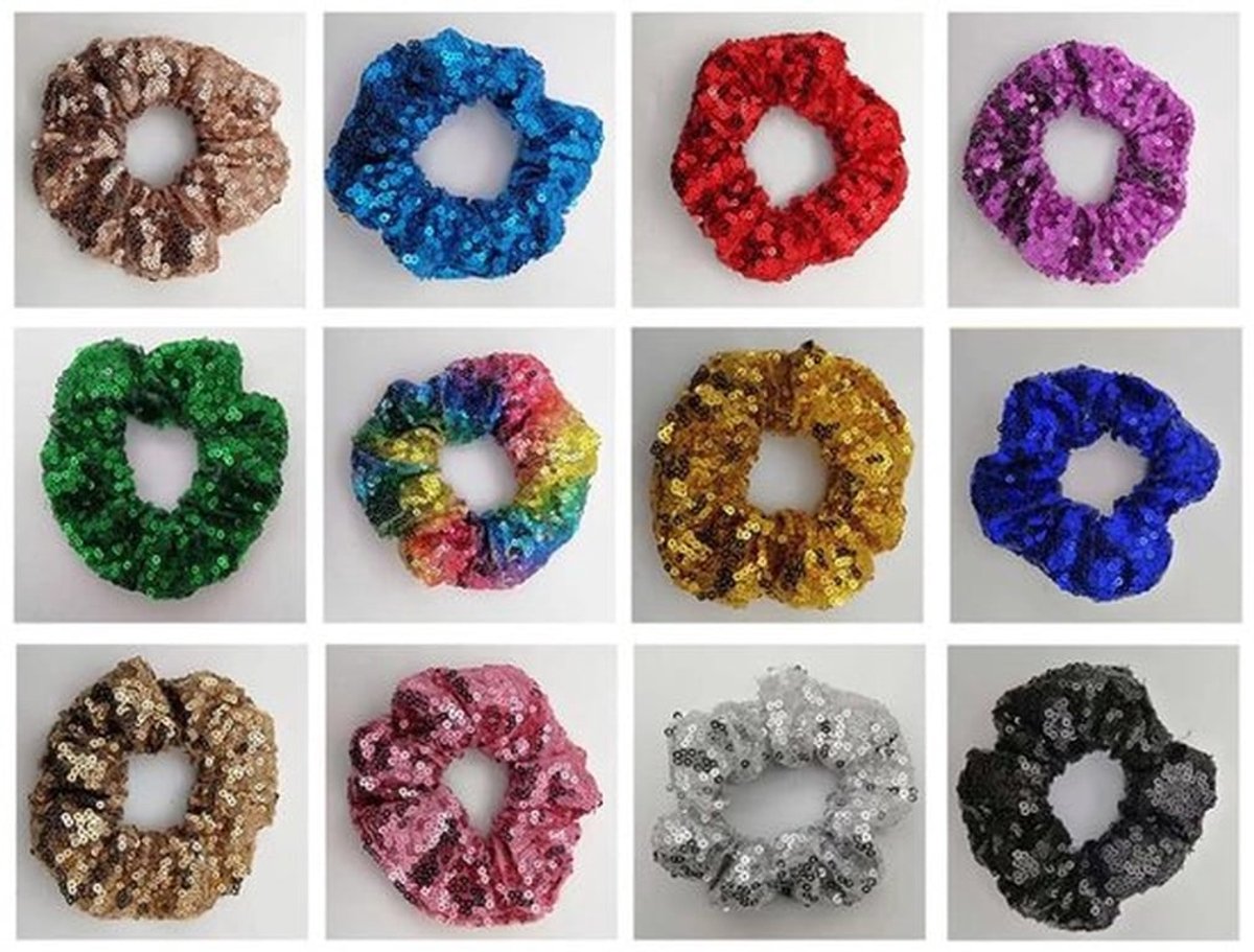 Haarelastiekjes Dames - Pailletten - Elastische Banden - Haaraccessoires - Hoofdband - 10 cm Diameter - Scrunchies