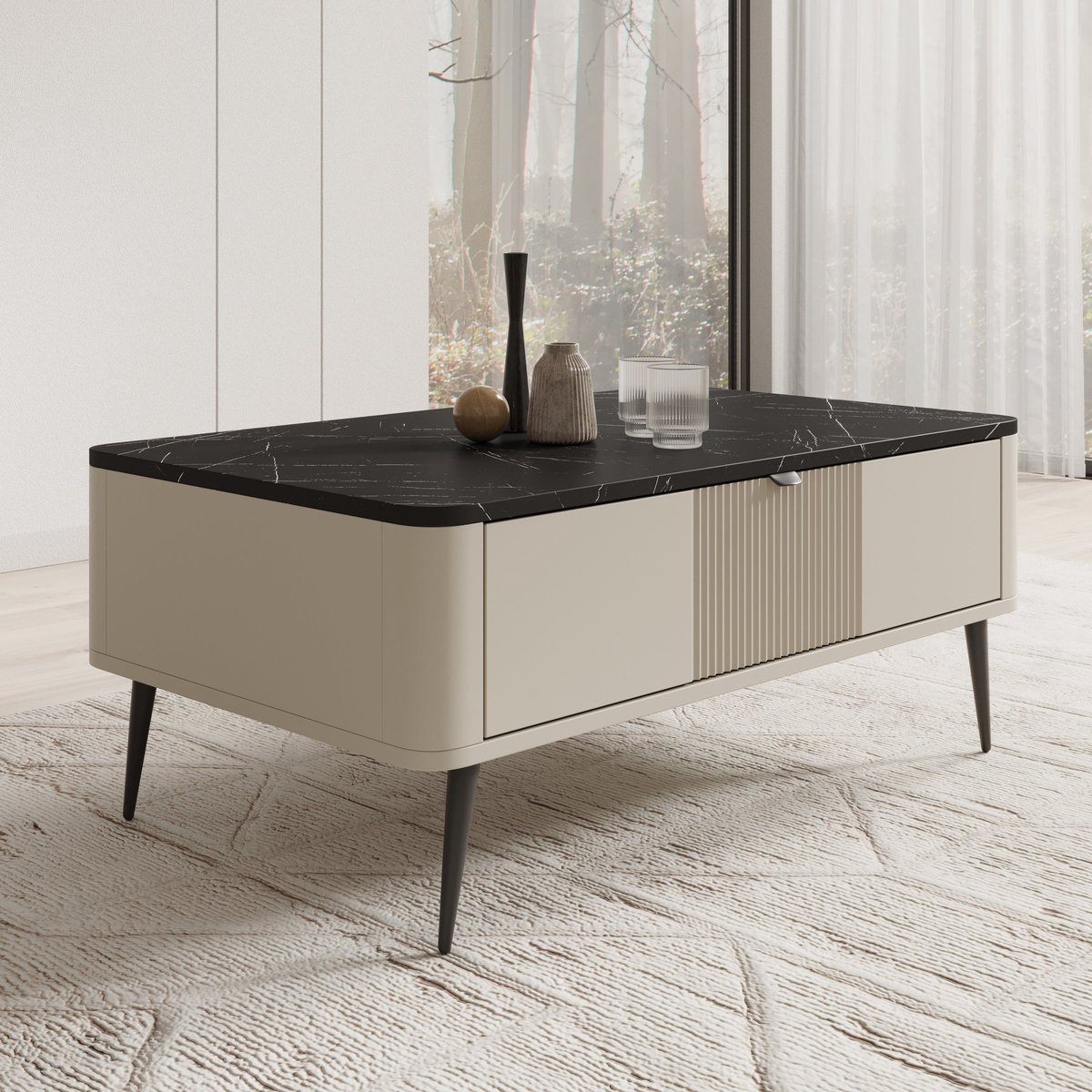 Meubella - Salontafel Mace - Beige - 100 cm