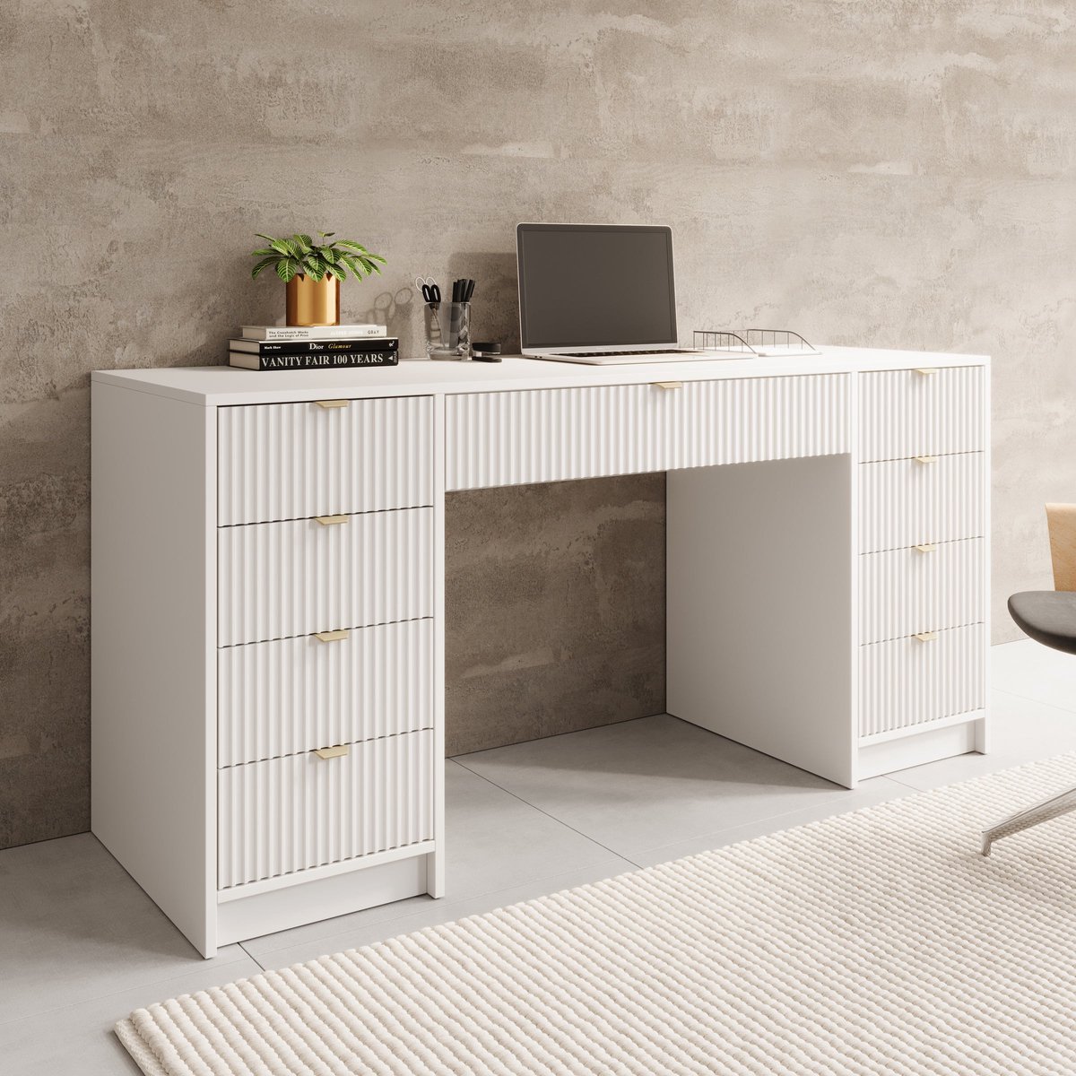 Meubella - Kaptafel Tavares 2 - Wit - 154 cm