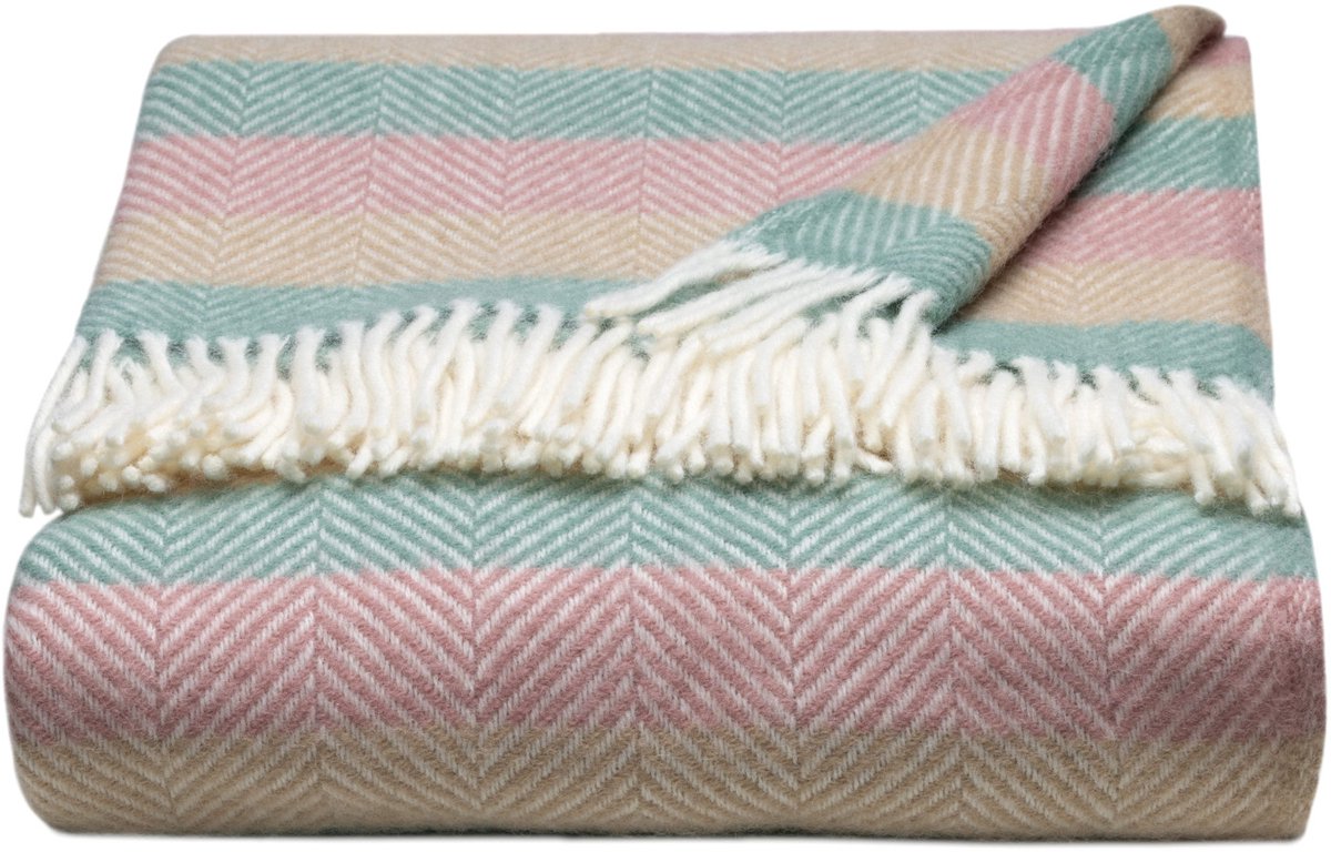 WOOOL Luxury Plaid - STRIPES (Summer Breeze) - 150x183cm