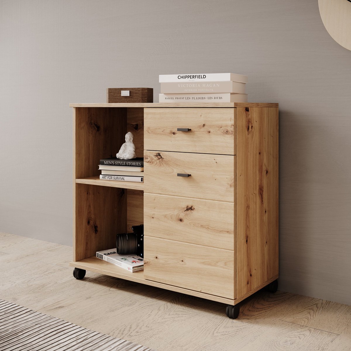 Meubella - Celeste - Dressoir - Eikenpatroon - 77x35x73 cm