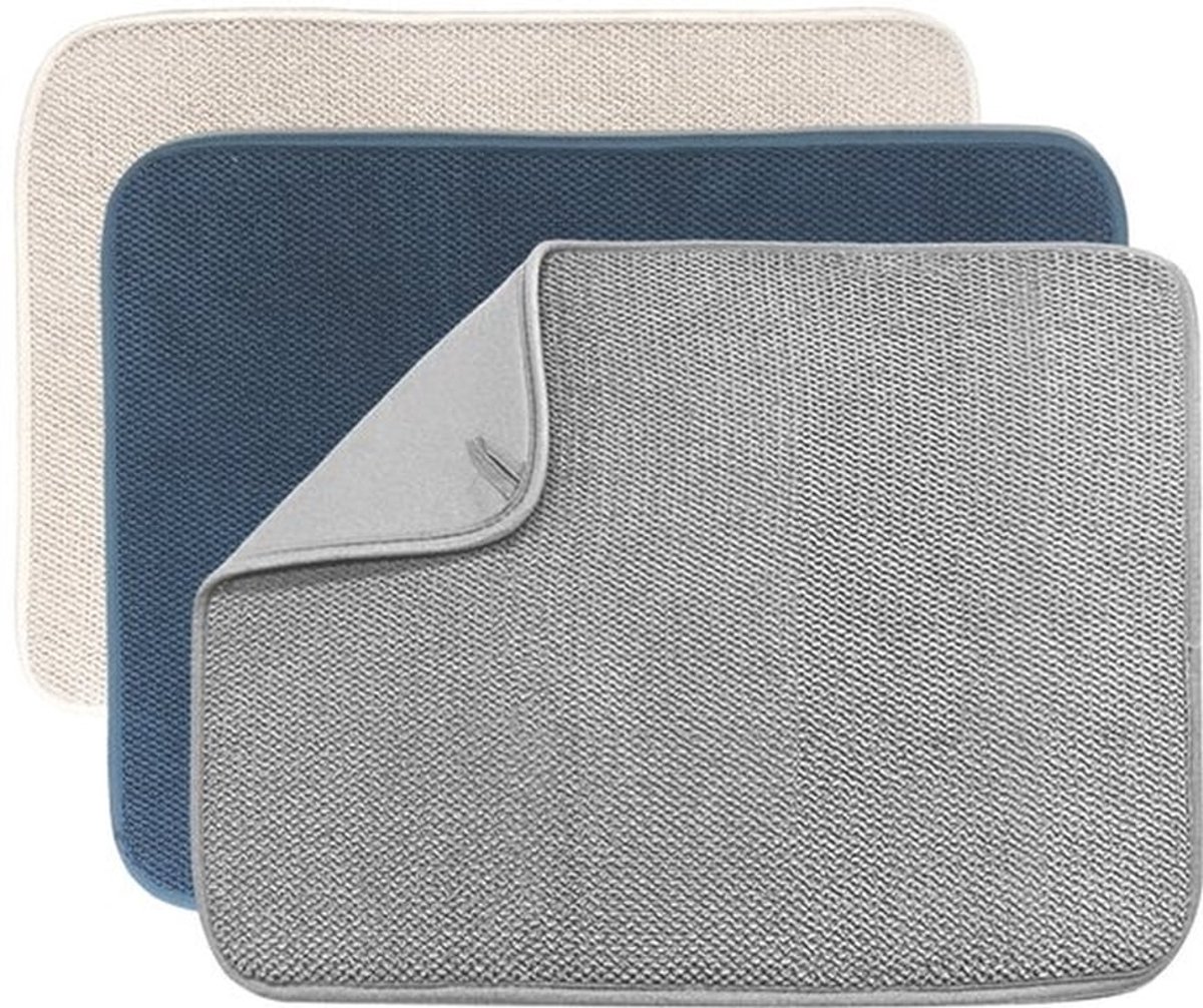 Set van 3 afdruipmatten, absorberende microvezel afdruipmatten voor keukenbladen, groot formaat 19 x 14,5 inch.