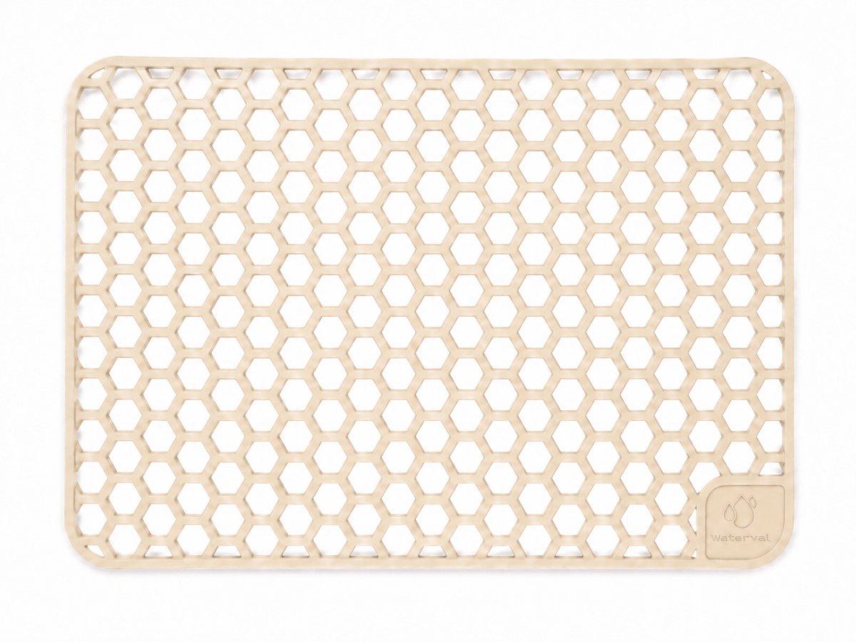Waterval Gootsteenmat - Siliconen - Zandbeige - 30 x 40 cm - Rechthoekig