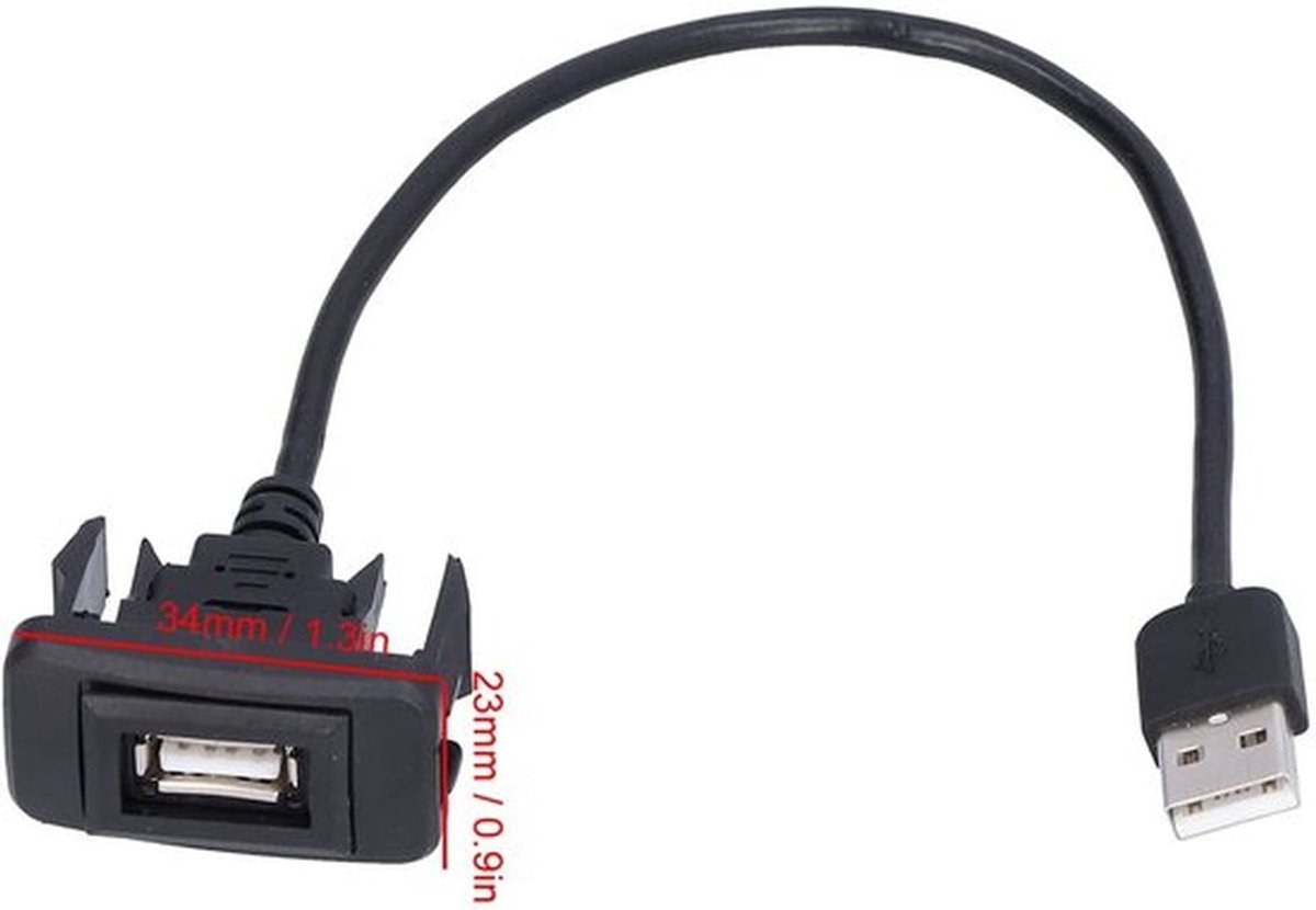 - Auto USB-poort Outlet - Flexibele Verlengkabel - Oplaadadapter voor Dashboard - Inbouwadapter Auto USB-aansluiting - Geschikt voor ieder ...