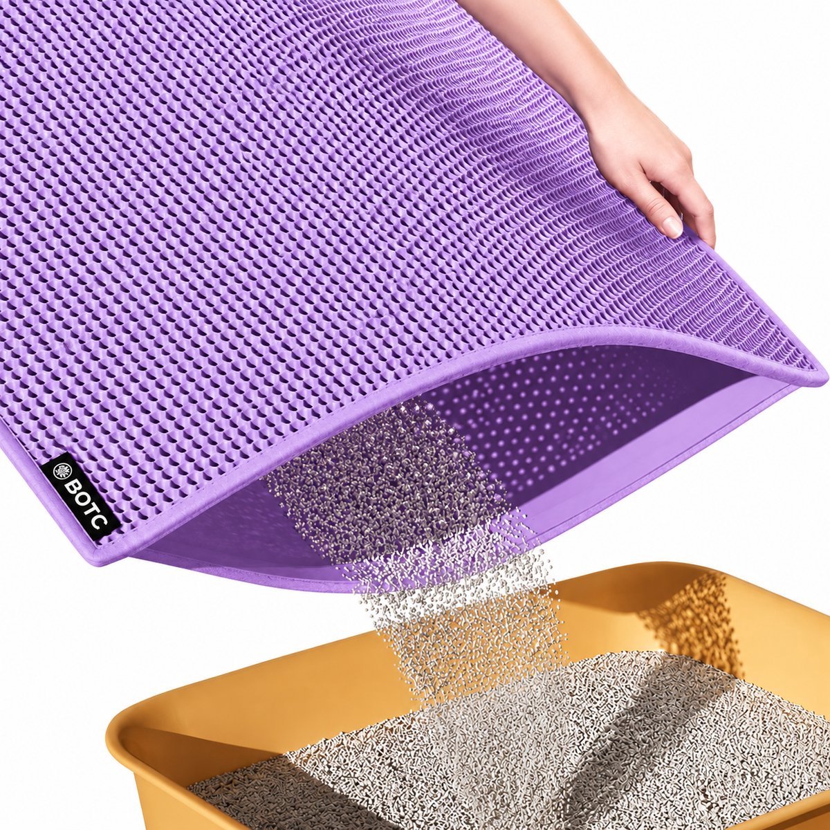 BOTC Kattenbakmat XL - Dubbellaags - 60x45 cm - Waterdicht - Urinebestendige opvangmat - 1 stuk - Paars