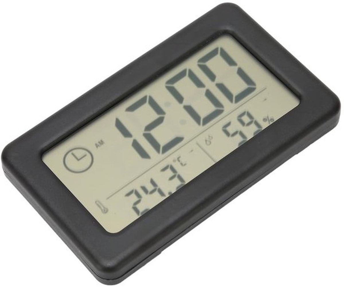 Digitale wandklok digitale wandklok dunne wandmontage 12/24 uur draagbare vochtigheidsweergave elektronische desktop klok geschikt voor auto - zwart.