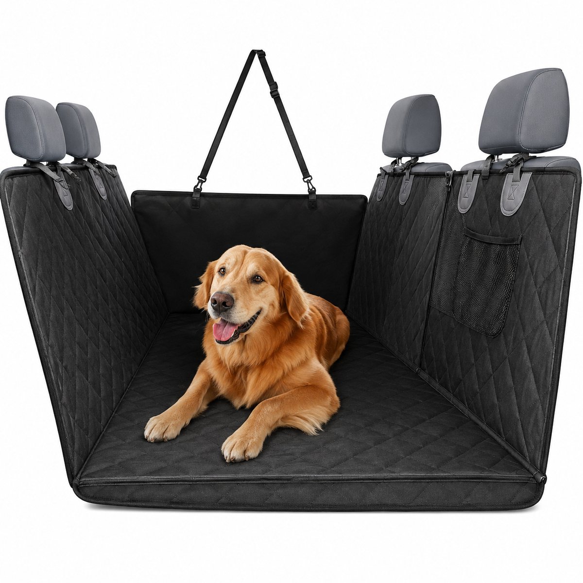 VILIMA - Honden auto beschermhoes - Hondenmand auto - Beschermhoes achterbank - Kleine tot middelgrote honden - waterdicht - Krasbestendig - Wasbaar - Zwart - 136,5 × 70,5 × 42 cm