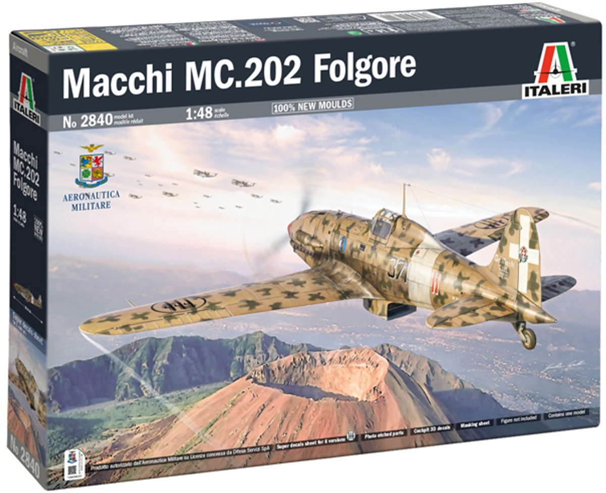 Italeri Modelbouwpakket Vliegtuigen - 2840 Macchi MC.202 Folgore WWII - Italiaans Jachtvliegtuig Plastic - 1:48 - Modelbouw