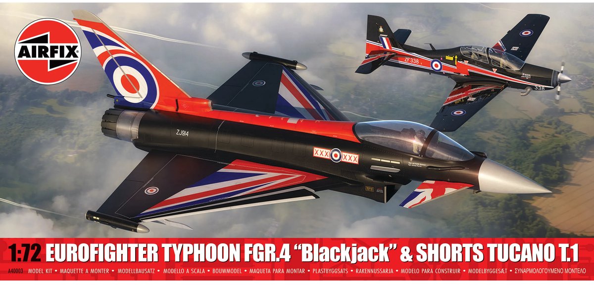 Airfix Modelbouwpakket Vliegtuigen - 40003 Eurofighter Typhoon FGR.4 Blackjack - Shorts Tucano T.1 - Britse Militaire Vliegtuigen Plastic - 1:72 - Modelbouw