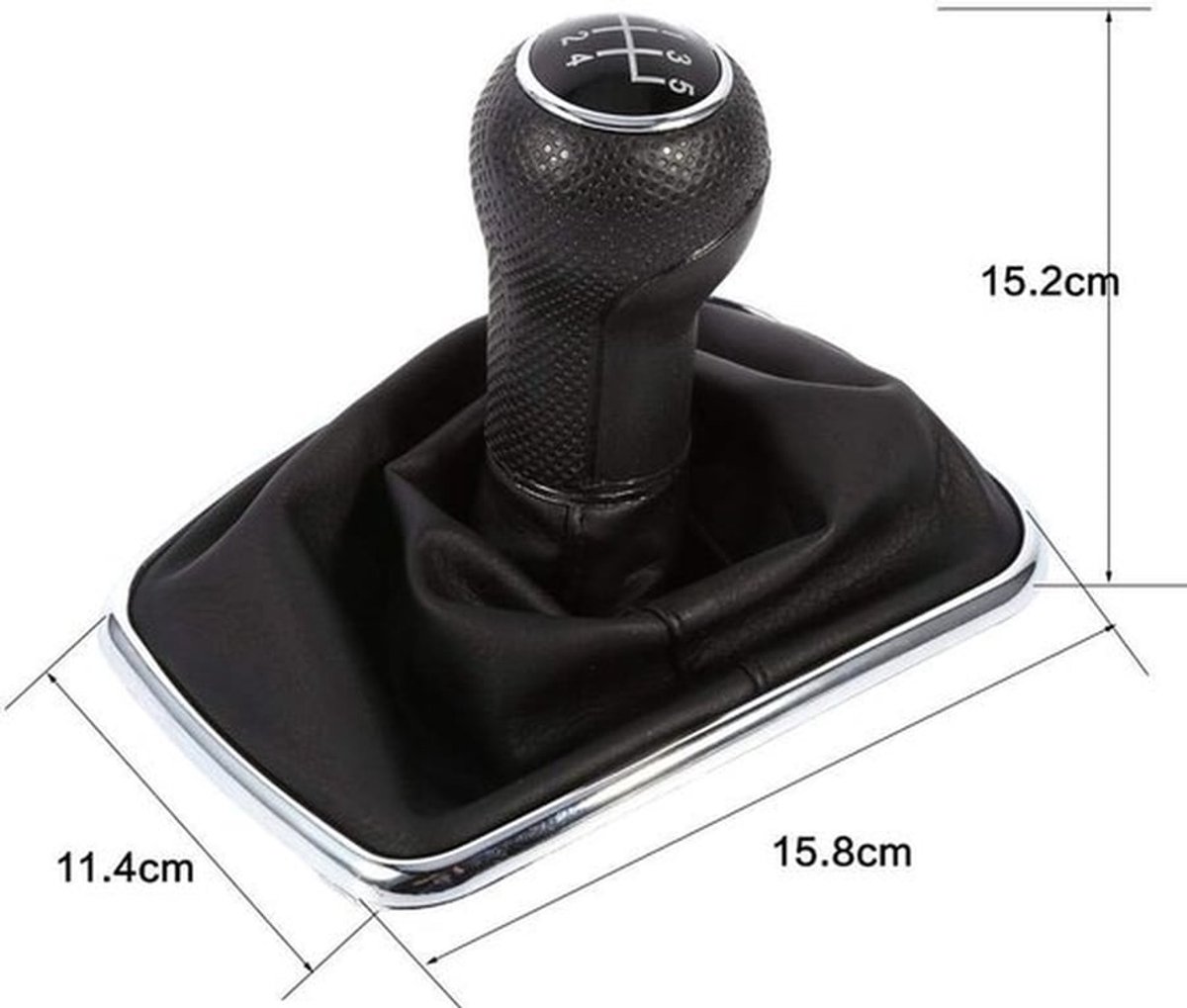 Schakelpook 5 Versnellingen - Pookknop - Antistof Cover - PVC - Zwart - Afmetingen 15,8 x 11,4 x 15,2 cm - Versnellingspook