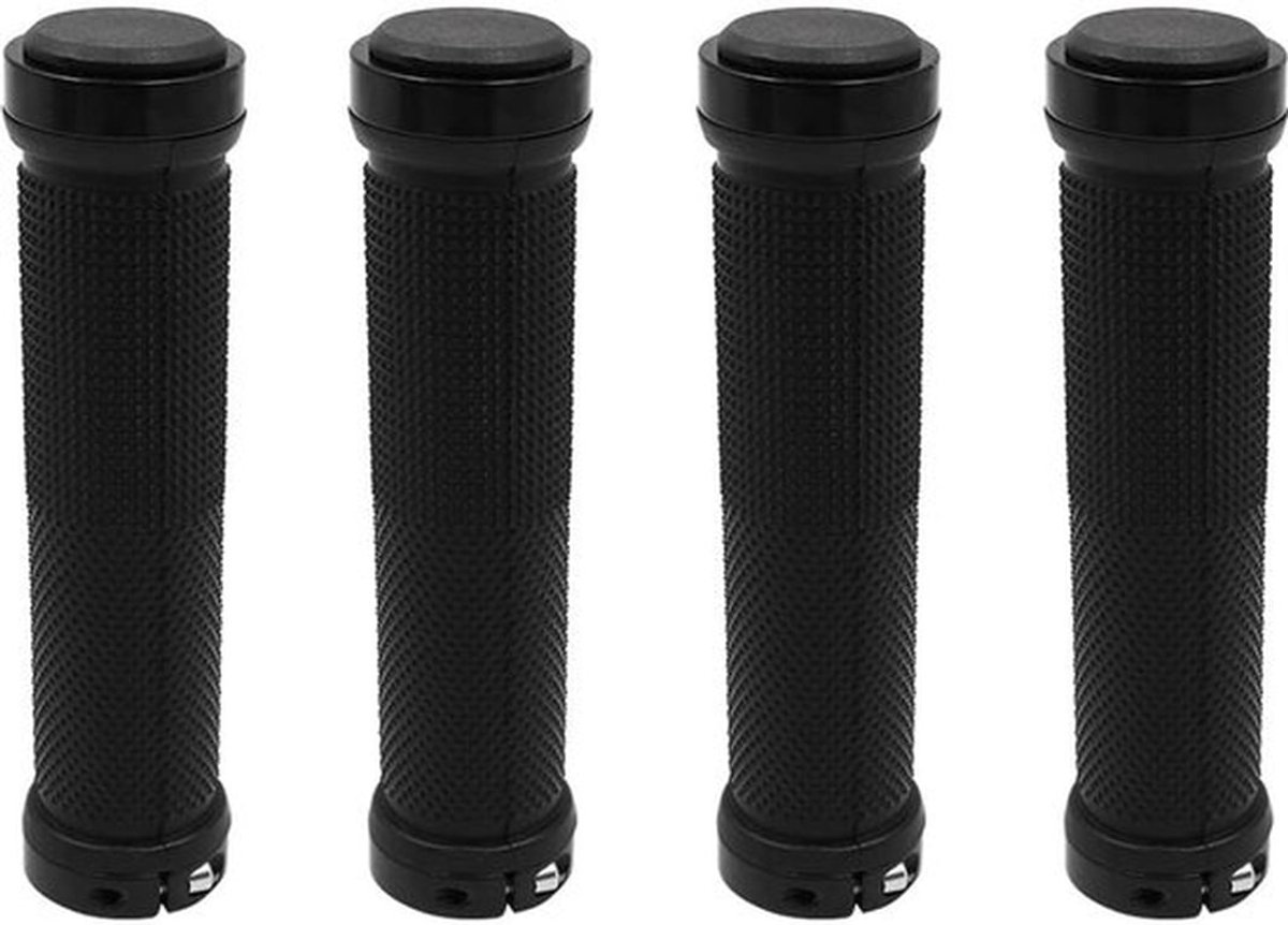 Fietshandgrepen - Antislip Rubber - 2 Paar - Mountainbike/Racefiets - Opvouwbare Fiets - 13 x 3,4 cm - Veiligheidsringen Aluminium - Handvatten
