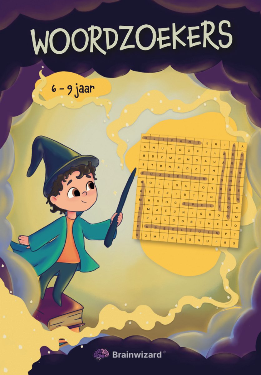 Brainwizard - Woordzoekers 6-9 jaar - Met thema's - Groot formaat - Voor kinderen