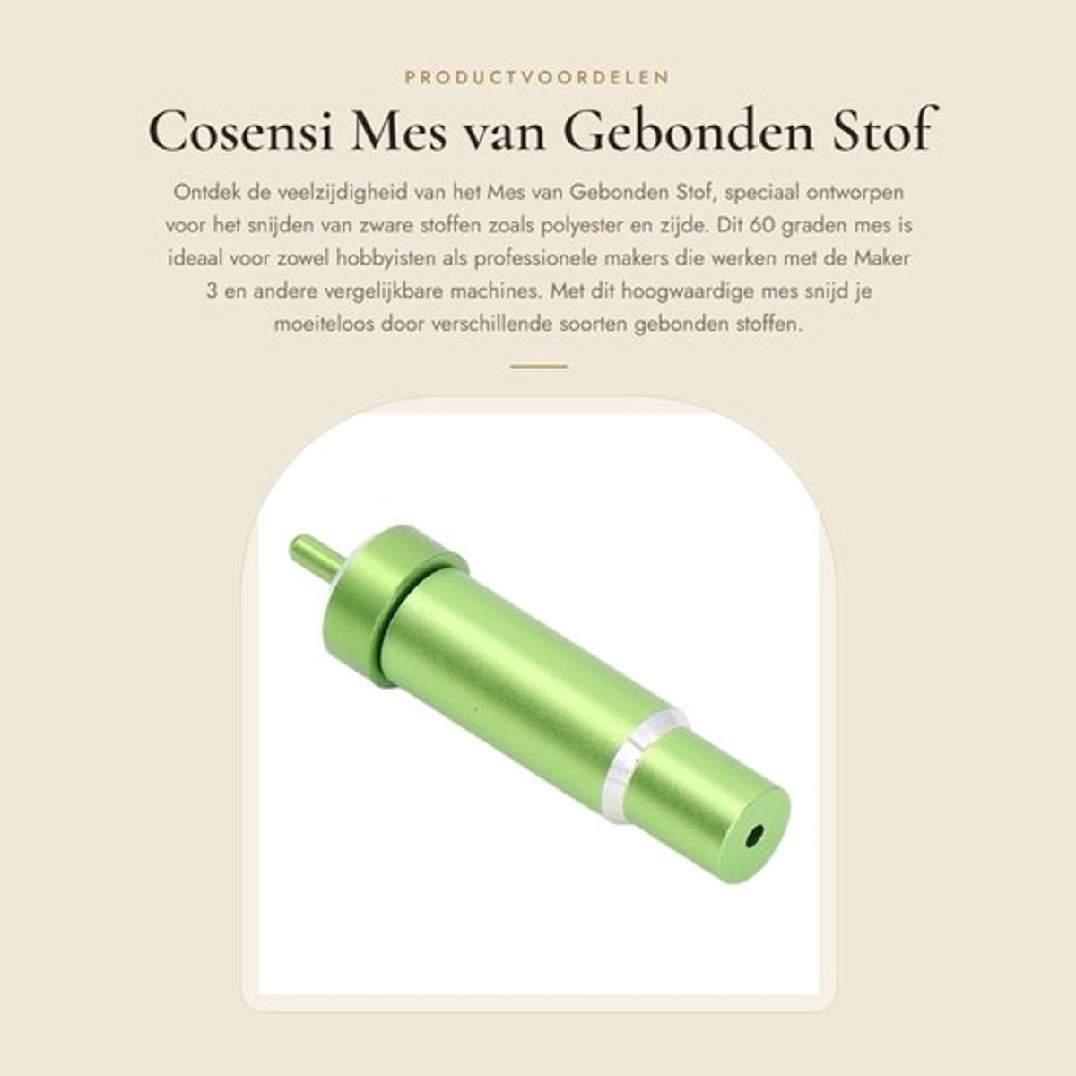 Mes 60 Graden - Snijden van Zware Stoffen - Tungsten Cobalt - Geschikt voor Maker 3 - Eenvoudige Installatie - Veelzijdig Gebruik - Snijmes