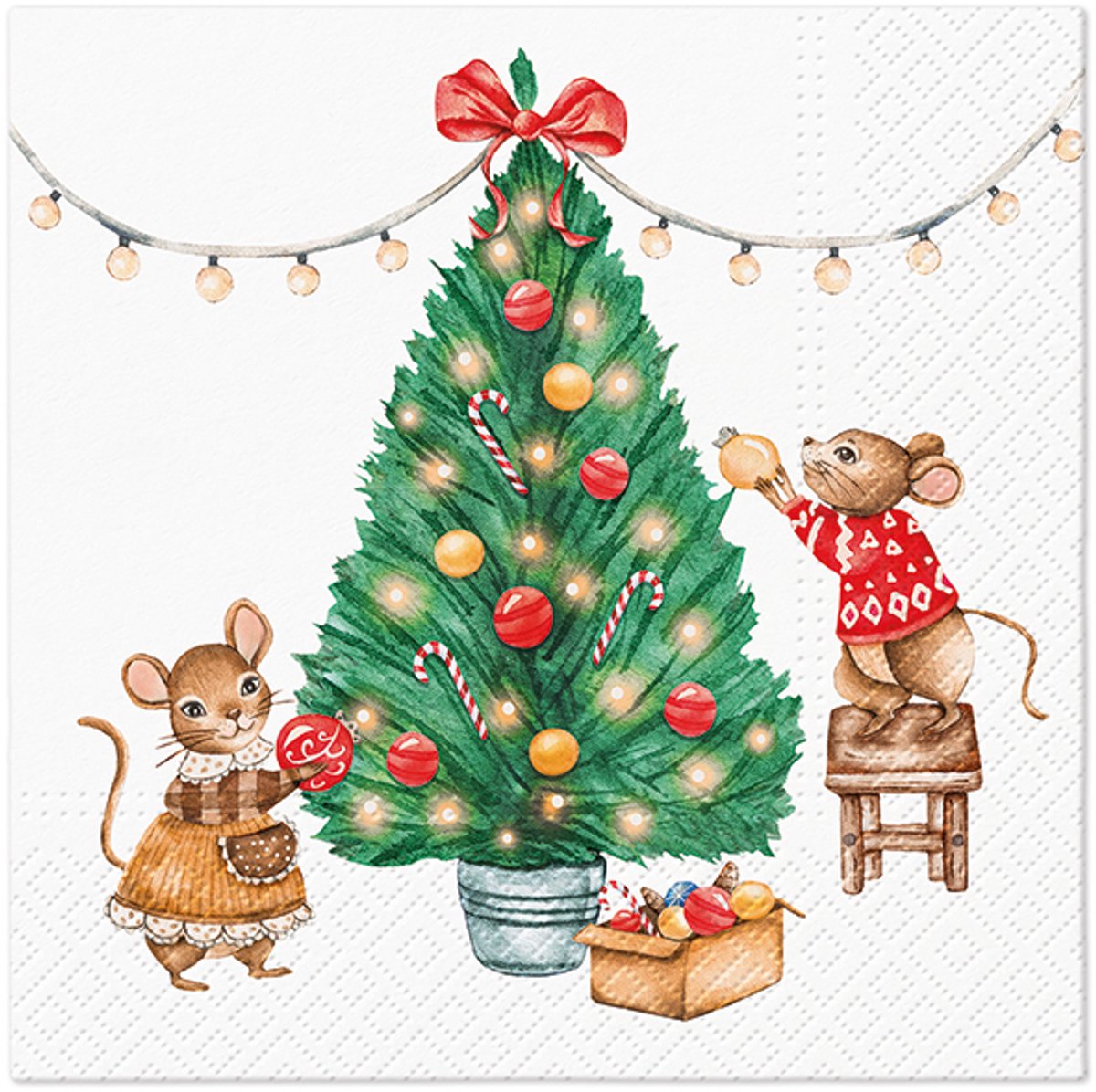 Lunch servetten Tiny Christmas - Tete a tete - 33x33 cm